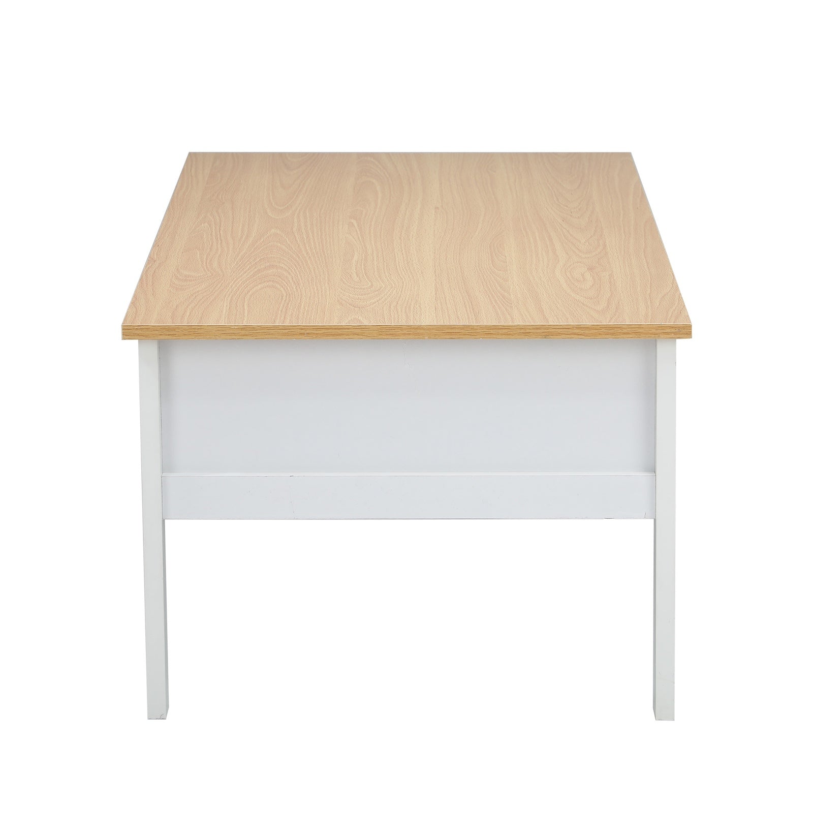 Oikiture Coffee Table Storage Drawers Side Tables Sofa Cafe Desk Natural White - Sunyee