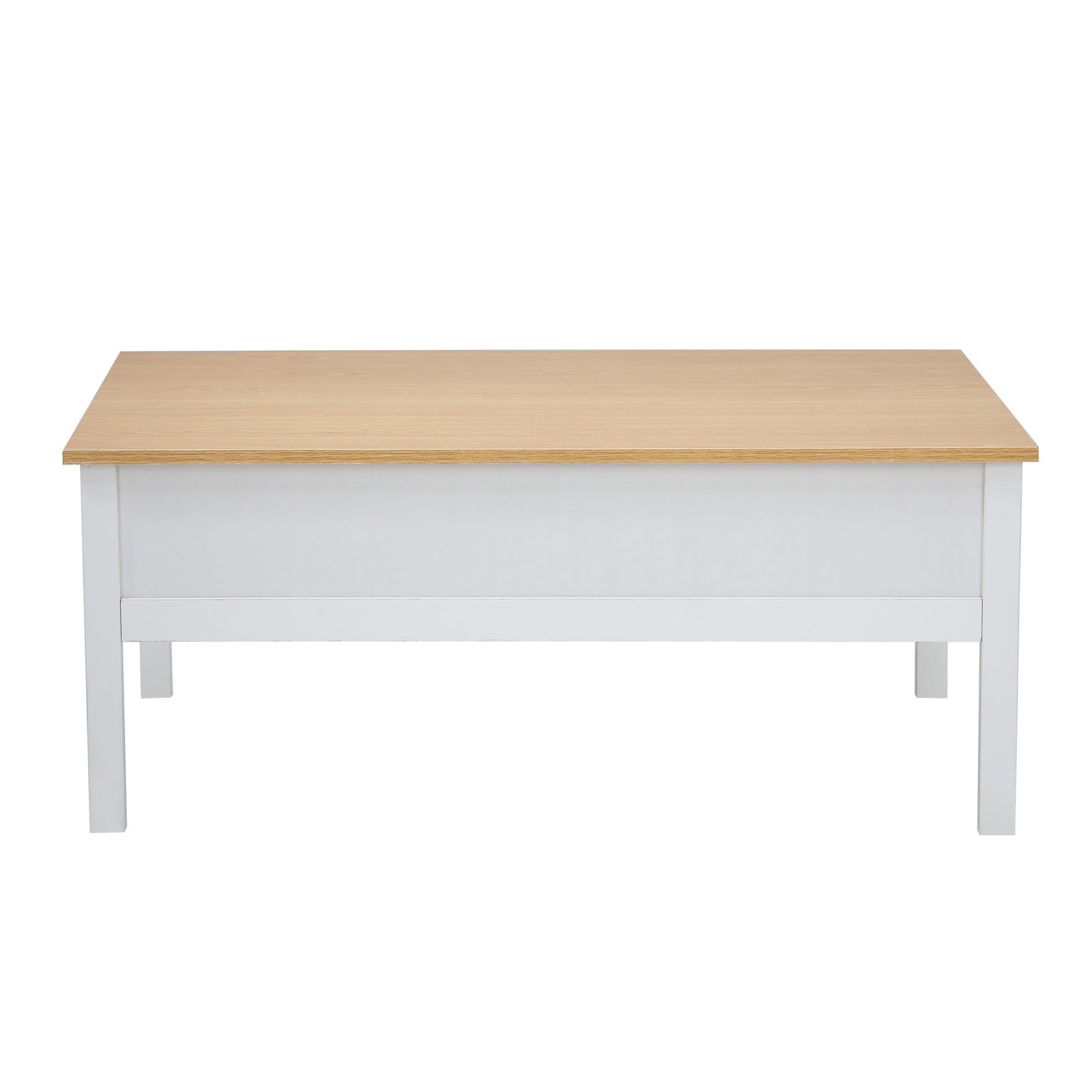 Oikiture Coffee Table Storage Drawers Side Tables Sofa Cafe Desk Natural White - Sunyee