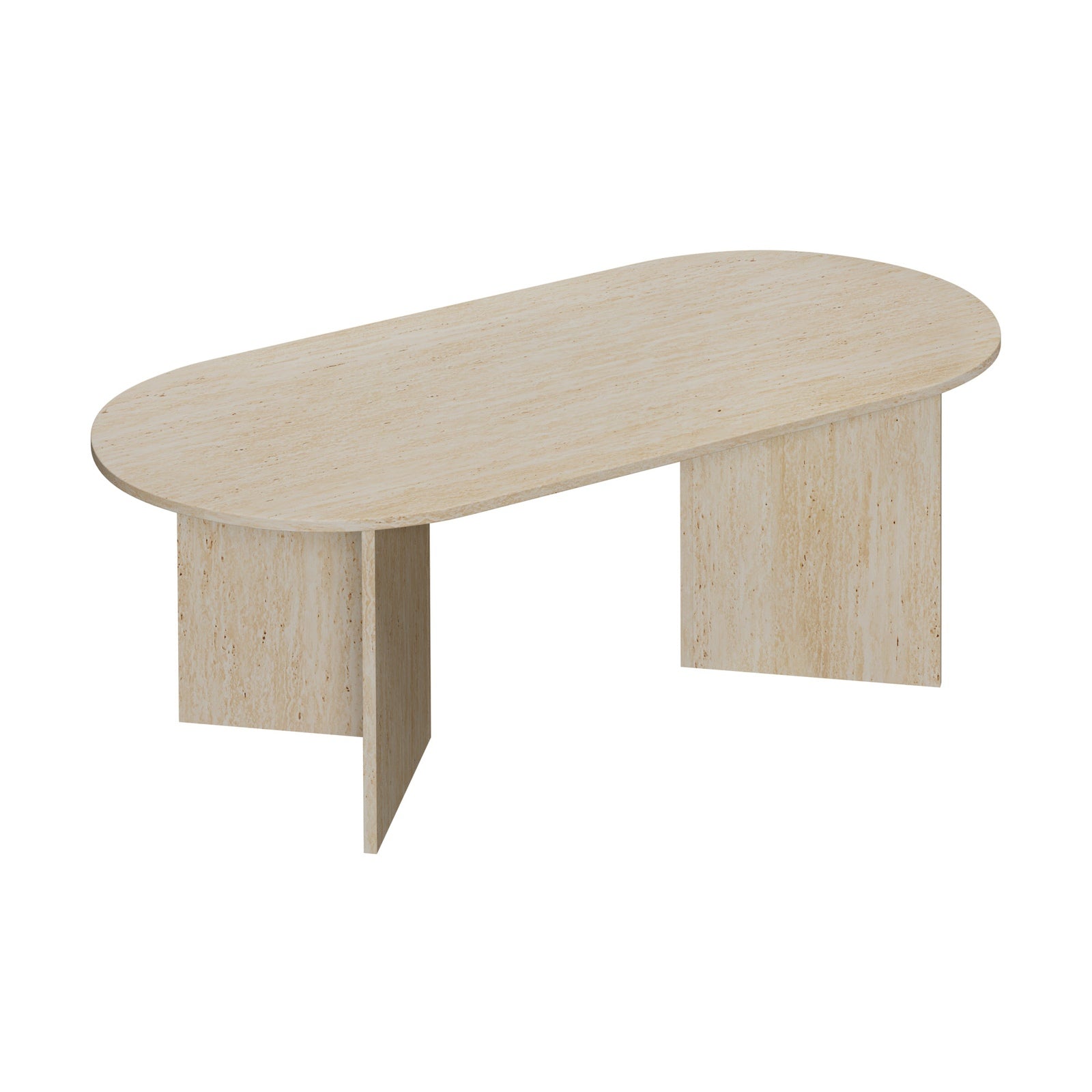 Oikiture Coffee Table Sofa End Table Oval Side Cafe Desk Timber Beige - Sunyee