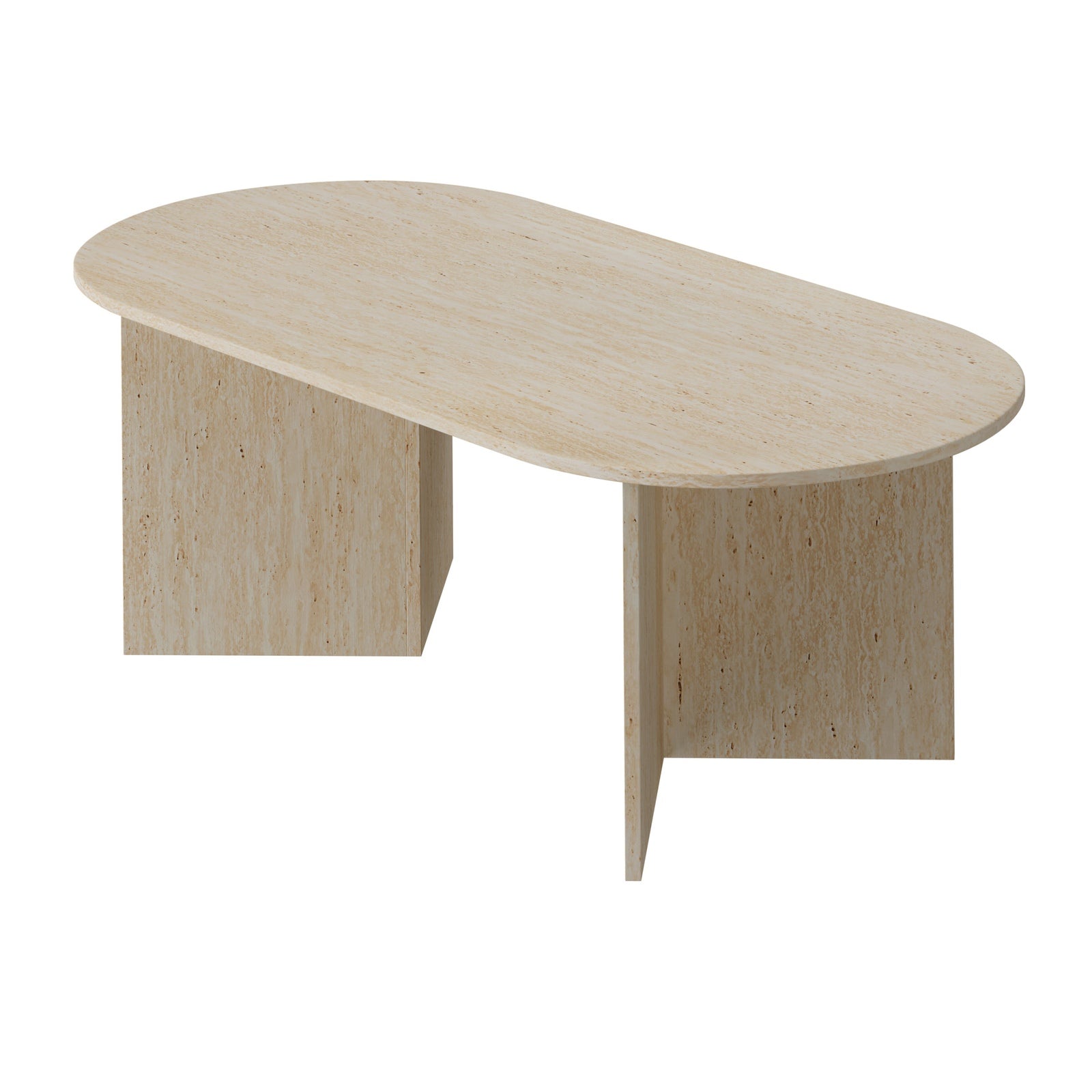 Oikiture Coffee Table Sofa End Table Oval Side Cafe Desk Timber Beige - Sunyee