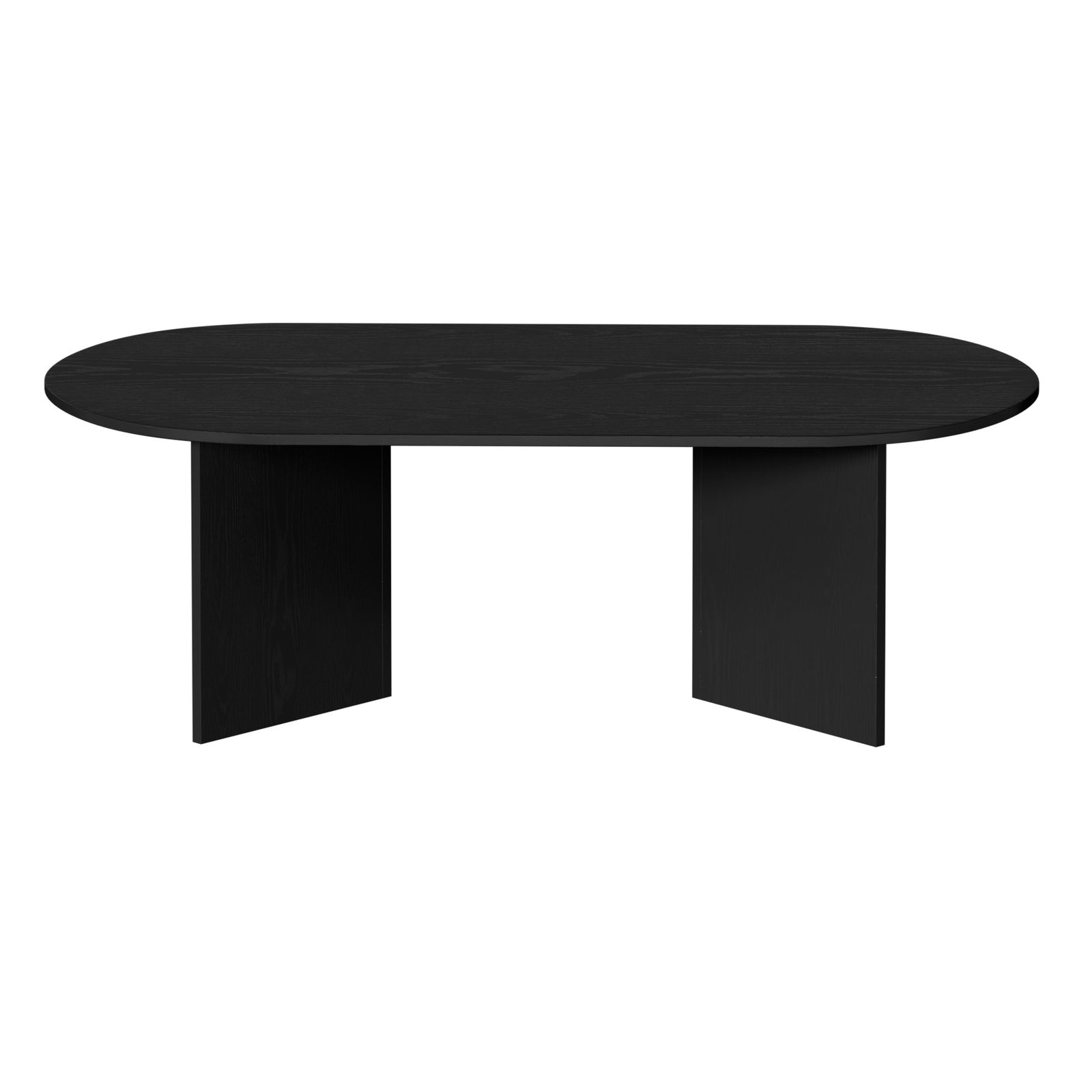 Oikiture Coffee Table Sofa End Table Oval Side Cafe Desk Timber Black