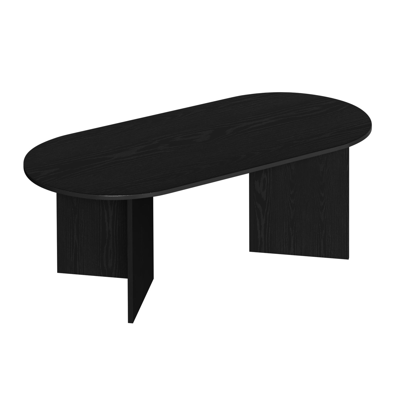 Oikiture Coffee Table Sofa End Table Oval Side Cafe Desk Timber Black