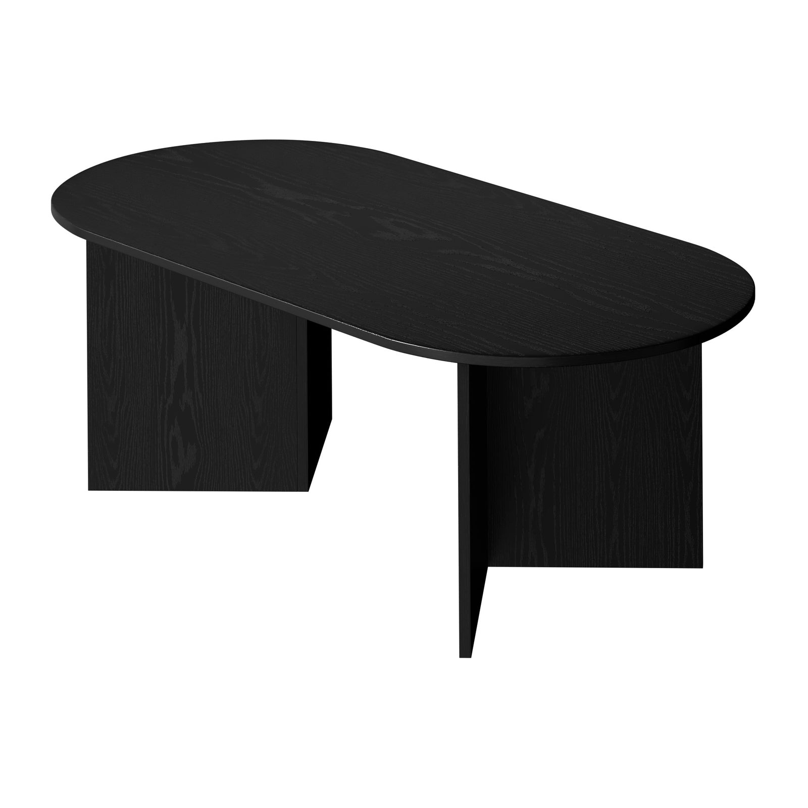 Oikiture Coffee Table Sofa End Table Oval Side Cafe Desk Timber Black