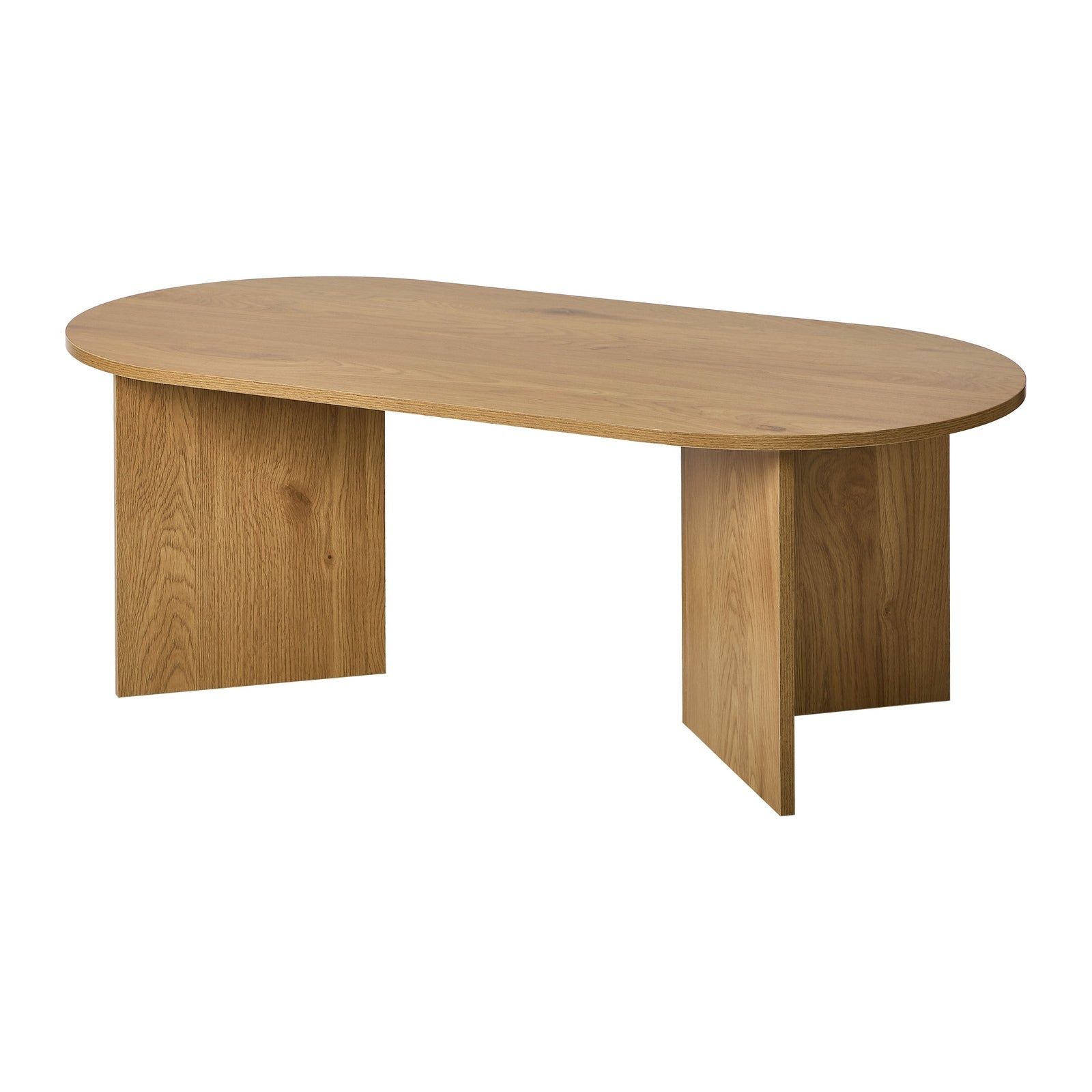 Oikiture Coffee Table Sofa End Table Oval Side Cafe Desk Timber Walnut - Sunyee