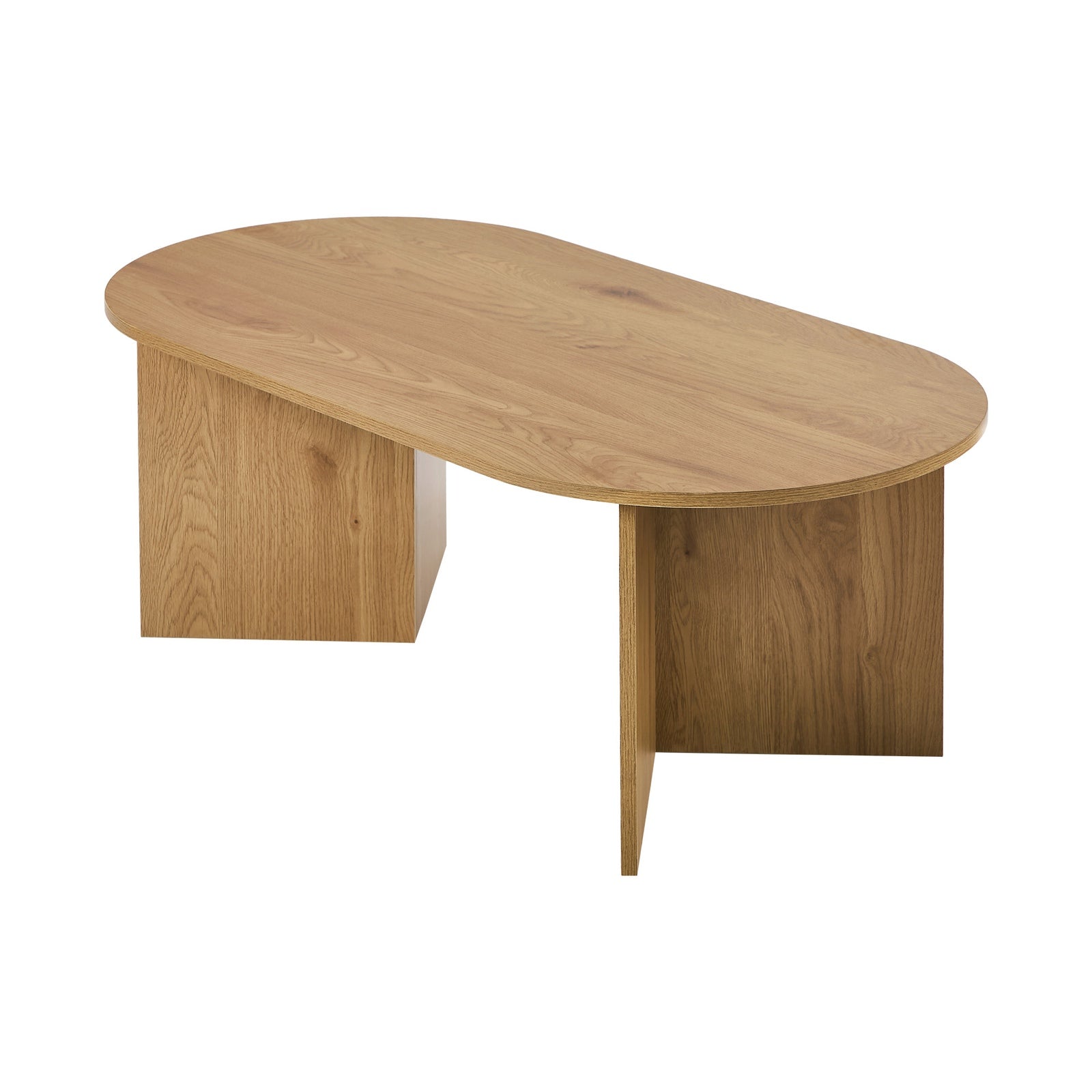 Oikiture Coffee Table Sofa End Table Oval Side Cafe Desk Timber Walnut - Sunyee