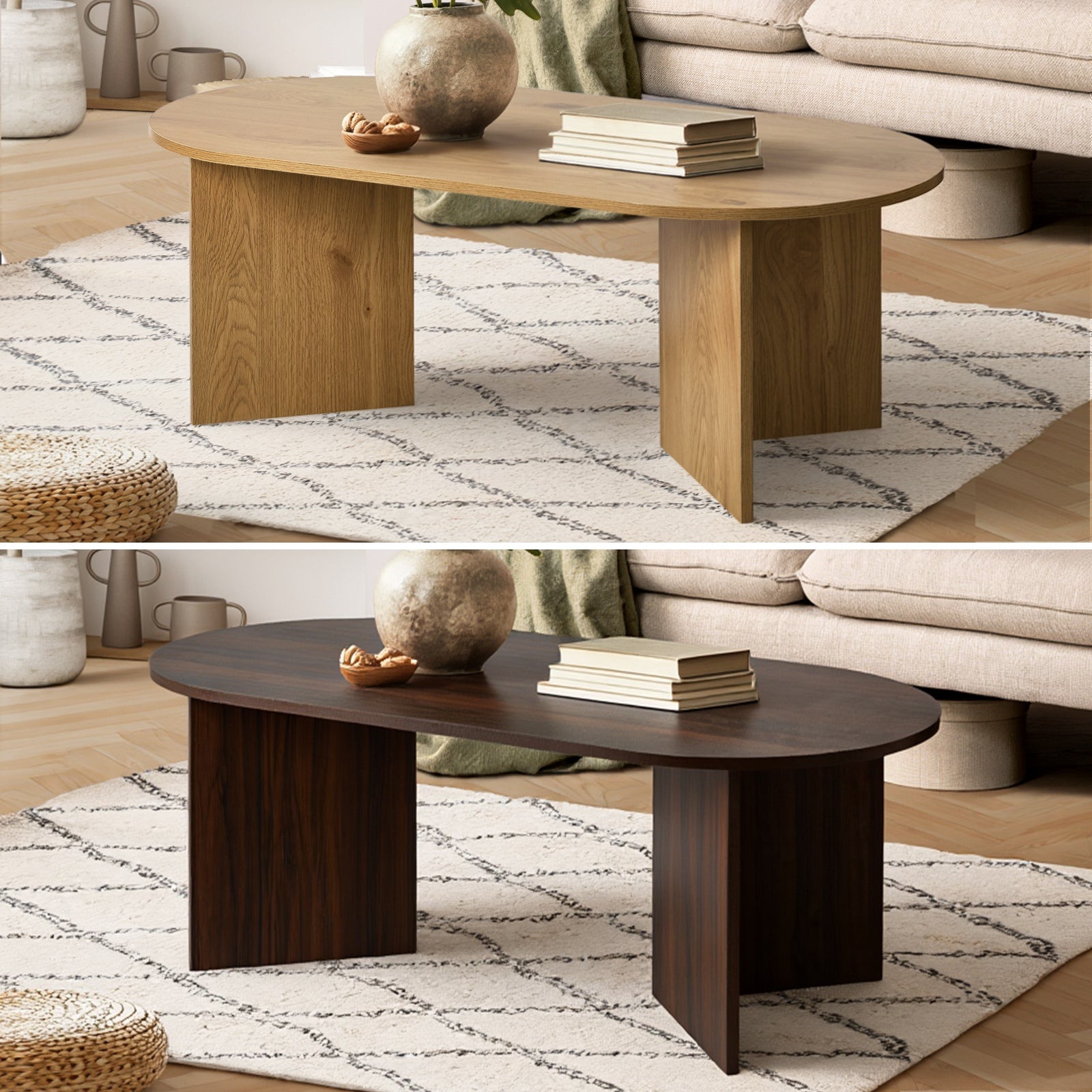 Oikiture Coffee Table Side End Table Wooden Sofa Cafe Desk