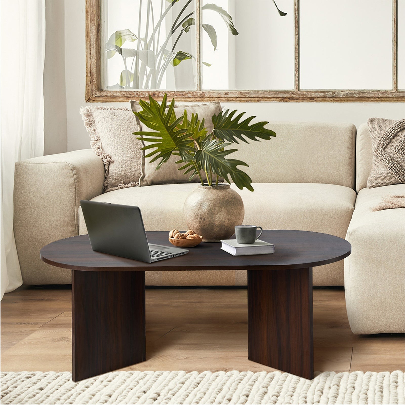 Oikiture Coffee Table Side End Table Wooden Sofa Cafe Desk