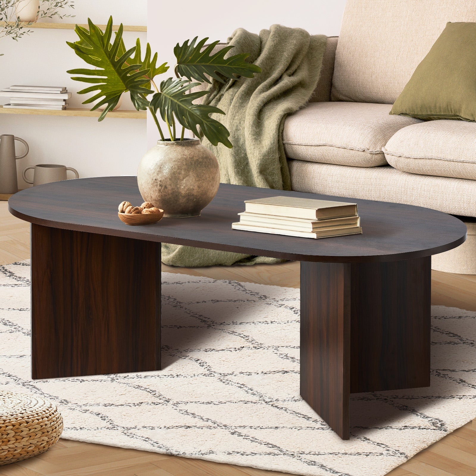 Oikiture Coffee Table Side End Table Wooden Sofa Cafe Desk
