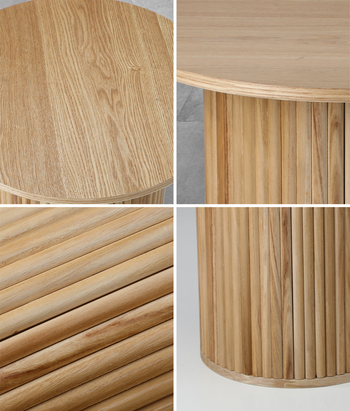 Oikiture Coffee Table Side End Tables Sofa Desk Bedside Round Wood Natural - Sunyee