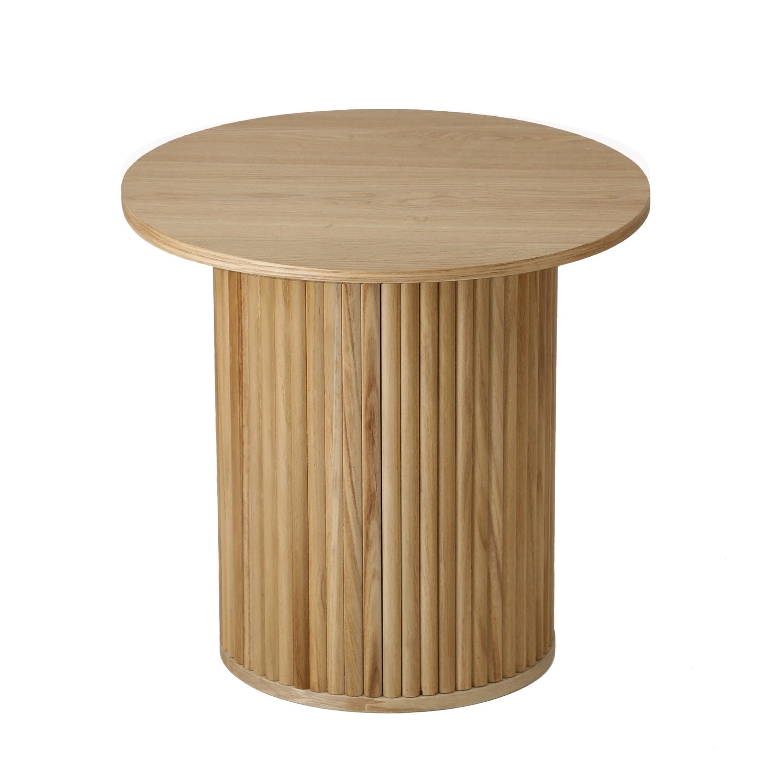 Oikiture Coffee Table Side End Tables Sofa Desk Bedside Round Wood Natural - Sunyee