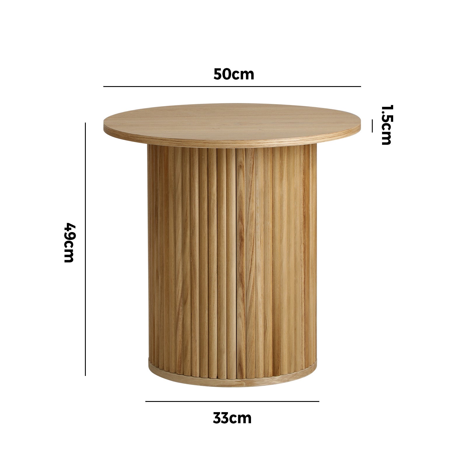 Oikiture Coffee Table Side End Tables Sofa Desk Bedside Round Wood Natural - Sunyee