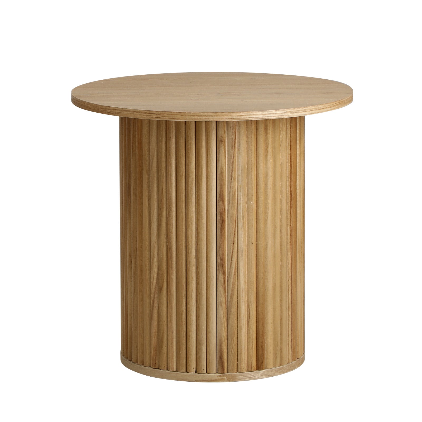 Oikiture Coffee Table Side End Tables Sofa Desk Bedside Round Wood Natural - Sunyee