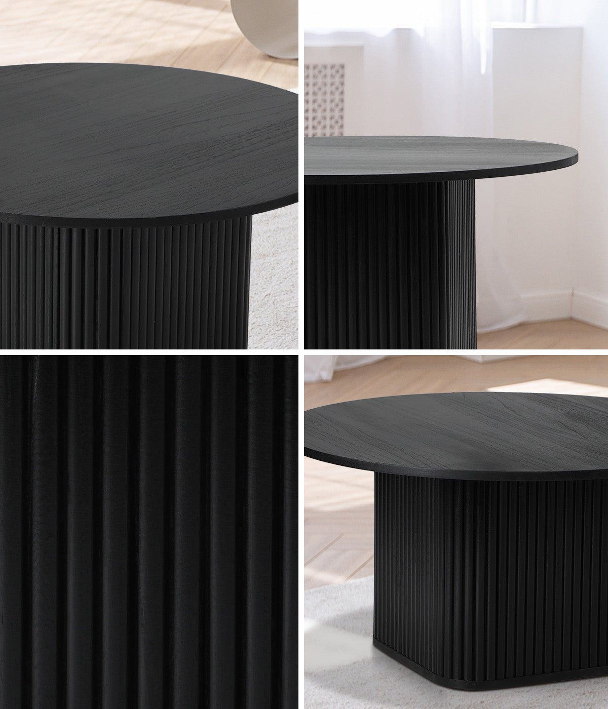 Oikiture Coffee Table Side End Tables Sofa Desk Round Wooden Furniture Black - Sunyee
