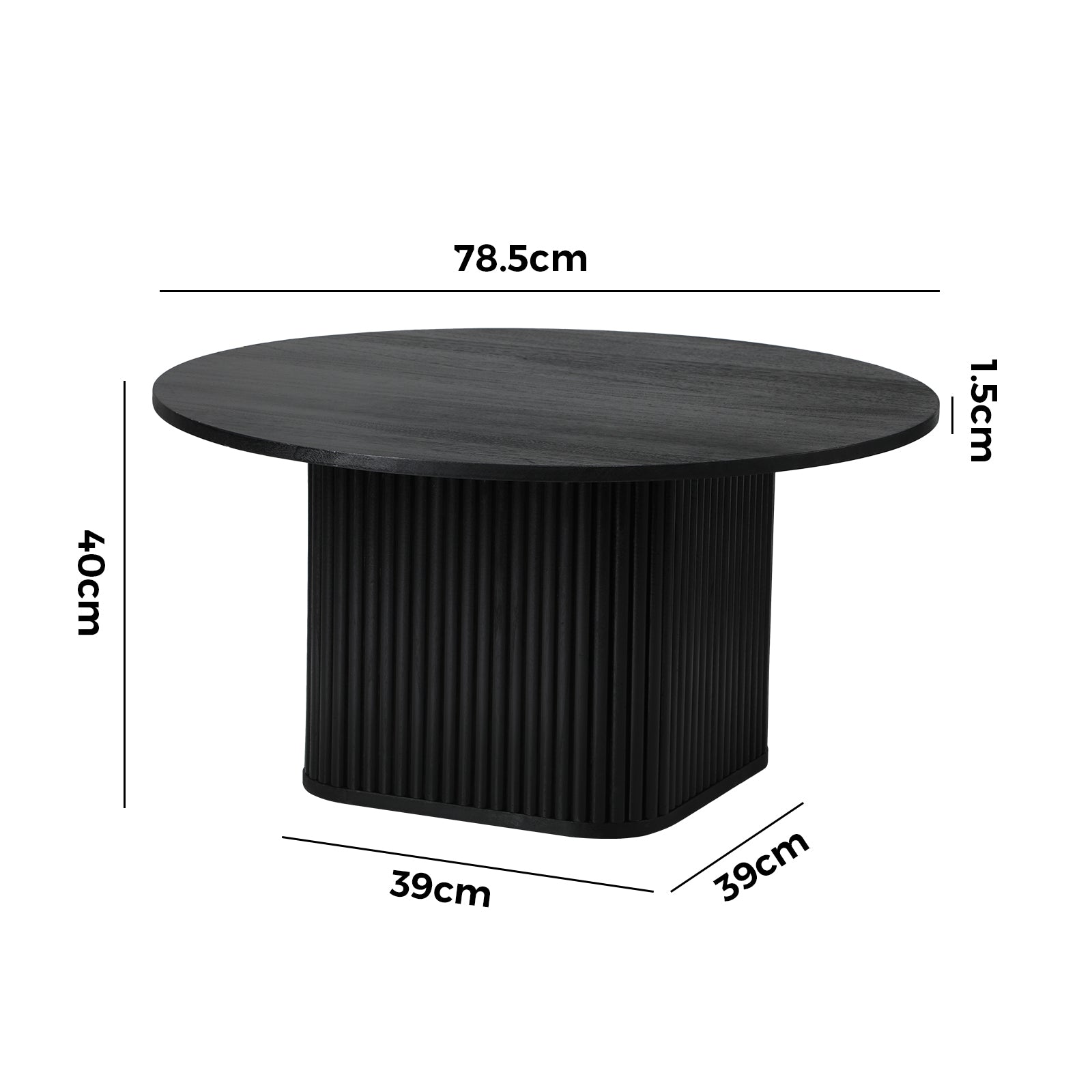 Oikiture Coffee Table Side End Tables Sofa Desk Round Wooden Furniture Black - Sunyee