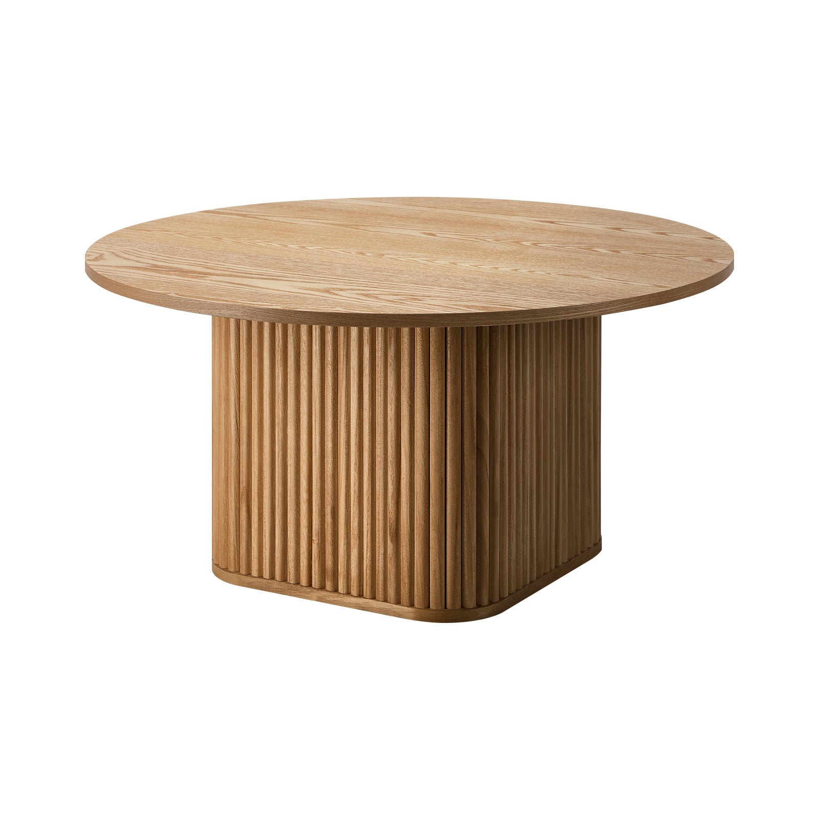 Oikiture Coffee Table Side End Tables Sofa Desk Round Wooden Furniture Natural - Sunyee