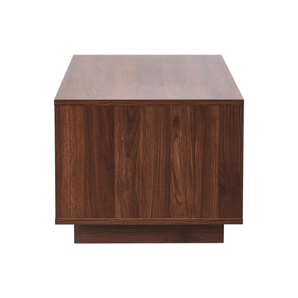 Oikiture Coffee Table 88cm Central Table Storage Drawer 2 Open Shelves Walnut