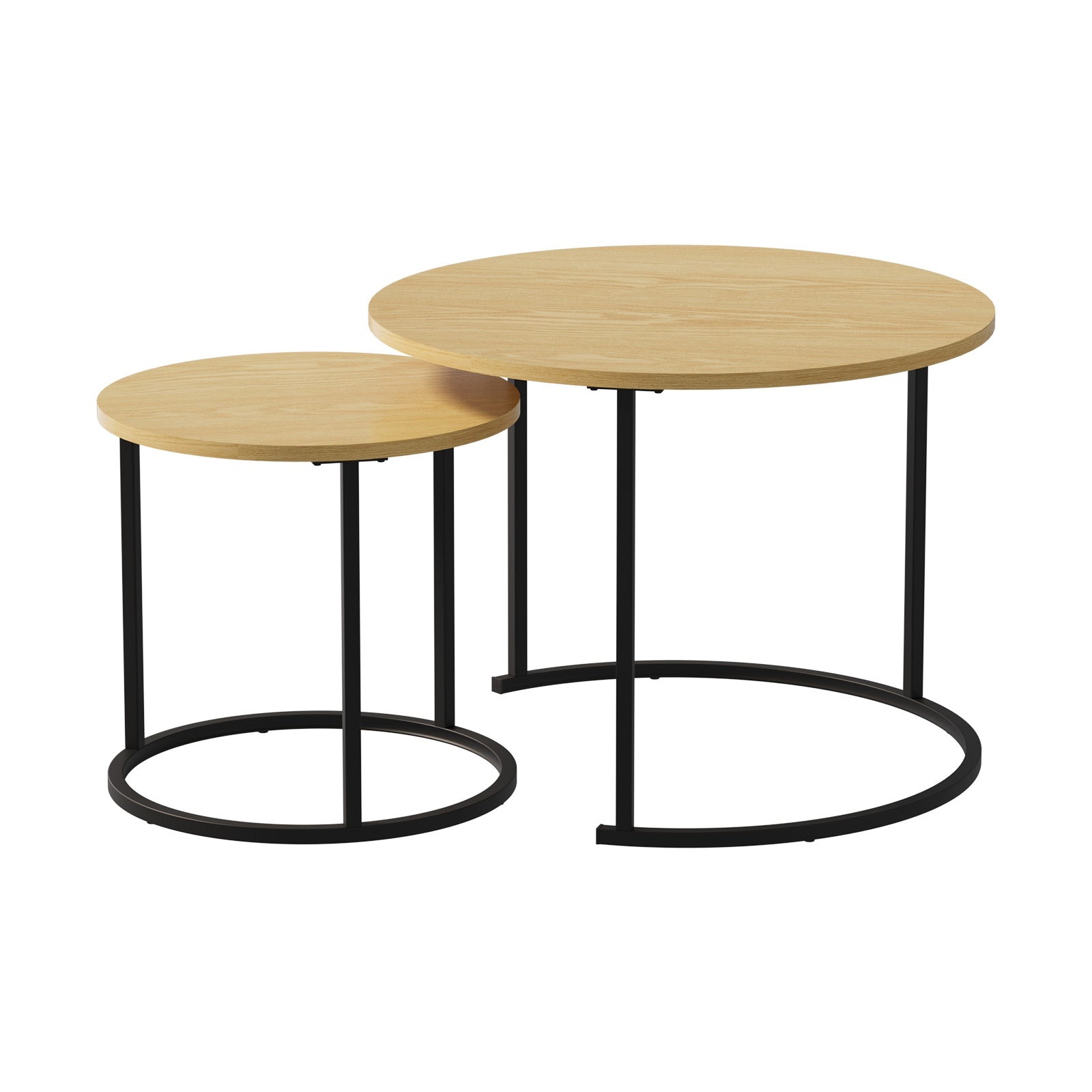 Oikiture Set of 2 Nesting Coffee Table Round Side End Tables Furniture