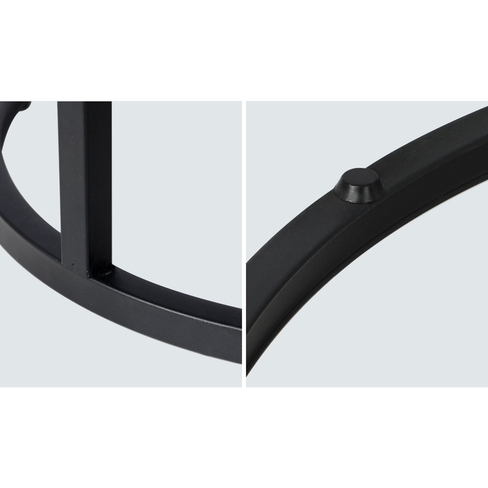 Oikiture Set of 2 Coffee Table Round Nesting Side End Table Walnut & Black - Sunyee