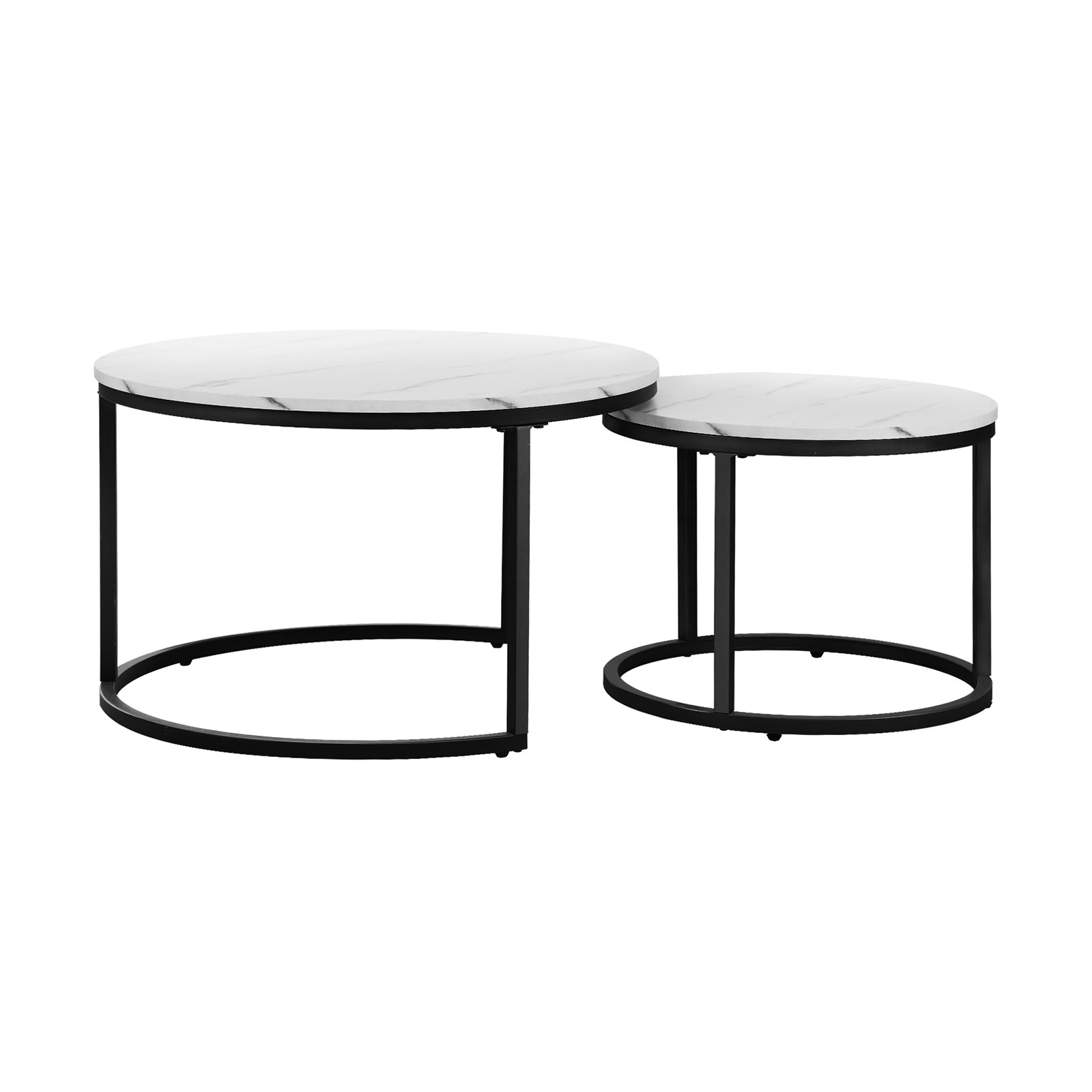 Oikiture Set of 2 Coffee Table Round Marble Nesting Side End Table Furniture - Sunyee