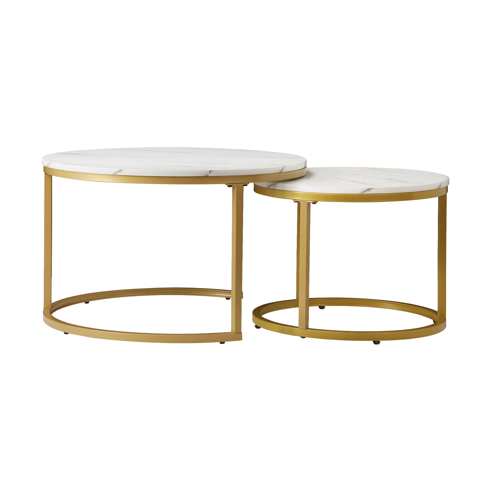 Oikiture Set of 2 Coffee Table Round Marble Nesting Side End Table Furniture - Sunyee