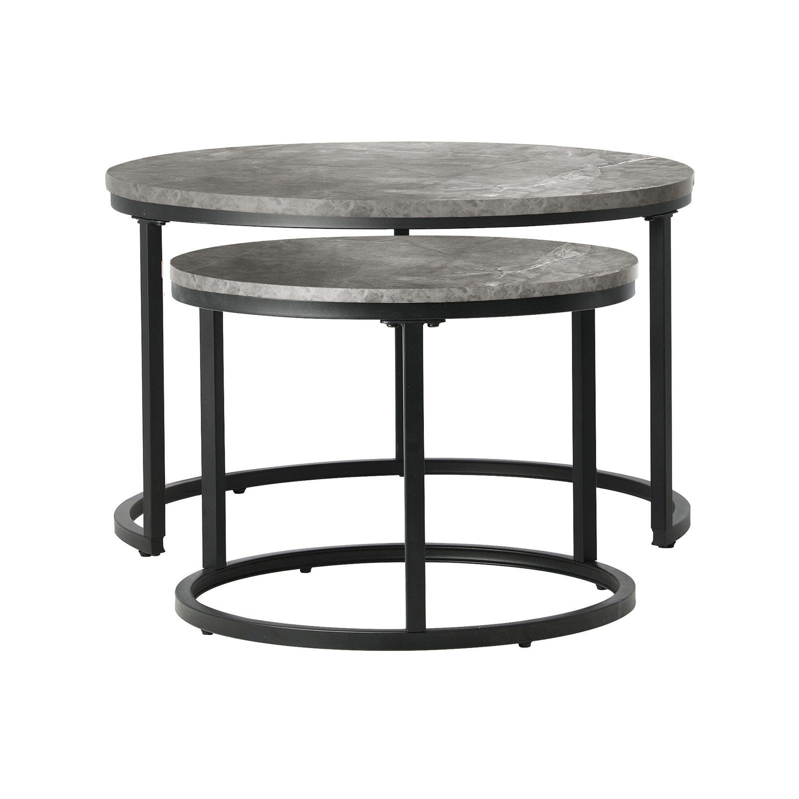 Oikiture Set of 2 Coffee Table Round Marble Nesting Side End Table Furniture - Sunyee
