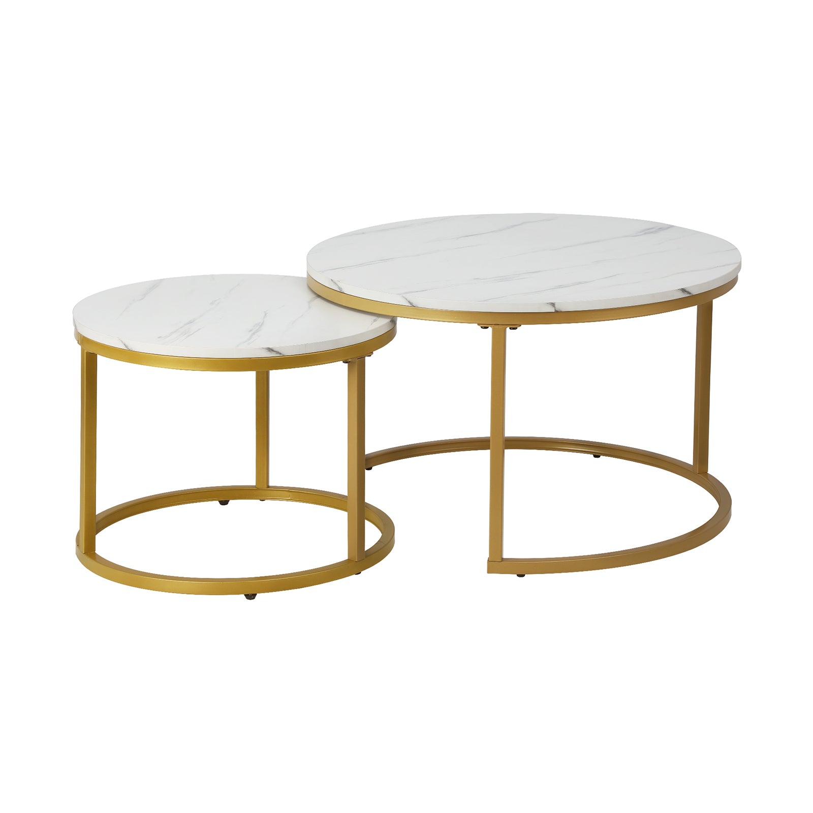 Oikiture Set of 2 Coffee Table Round Marble Nesting Side End Table Furniture - Sunyee