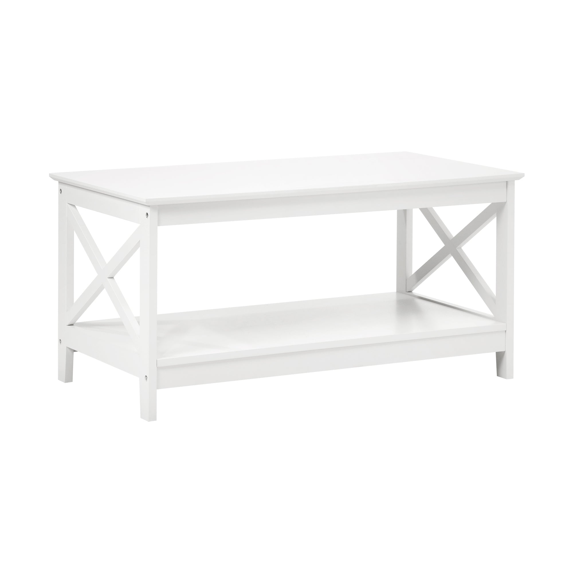 Oikiture Coffee Table Side Tables Storage Rack Shelf 2-Tier Hamptons Furniture - Sunyee