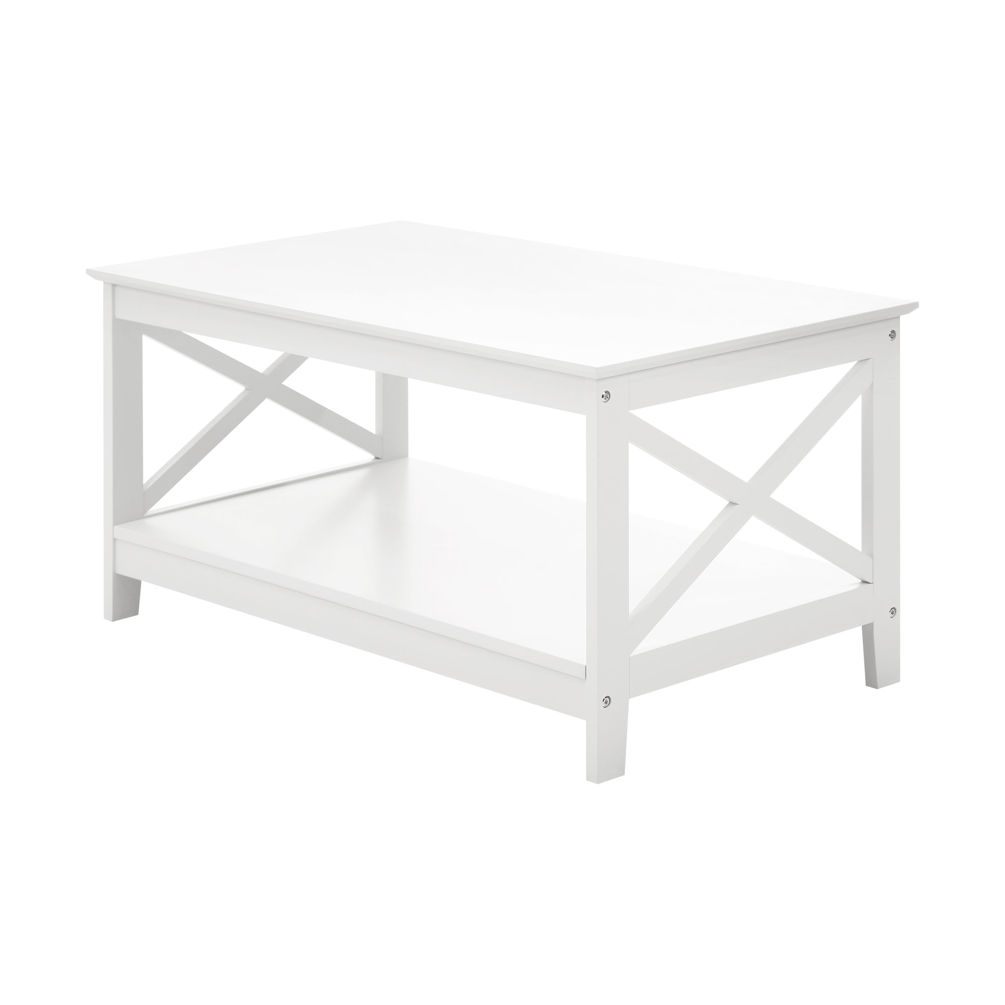 Oikiture Coffee Table Side Tables Storage Rack Shelf 2-Tier Hamptons Furniture - Sunyee