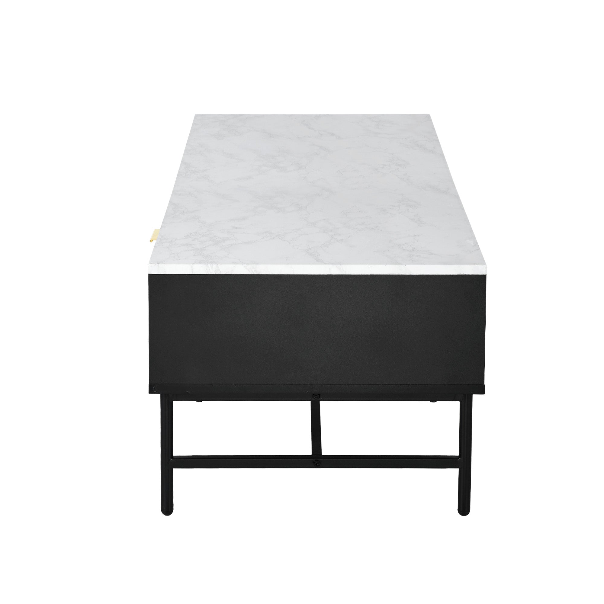 Oikiture Coffee Table 1 Drawer Sofa End Table Storage Shelf Black and White - Sunyee