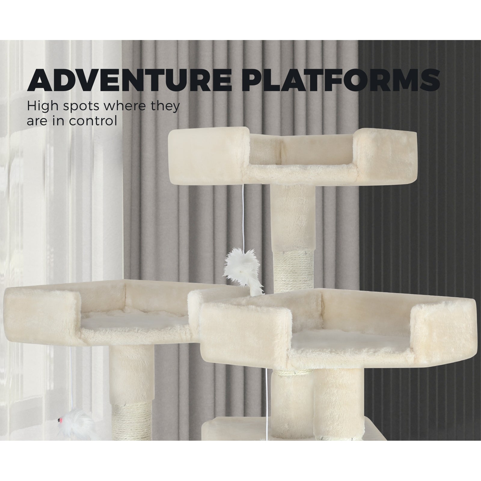 1.7M Cat Trees Scratching Post Scratcher Tower Condo House Furniture Multi Level - Sunyee