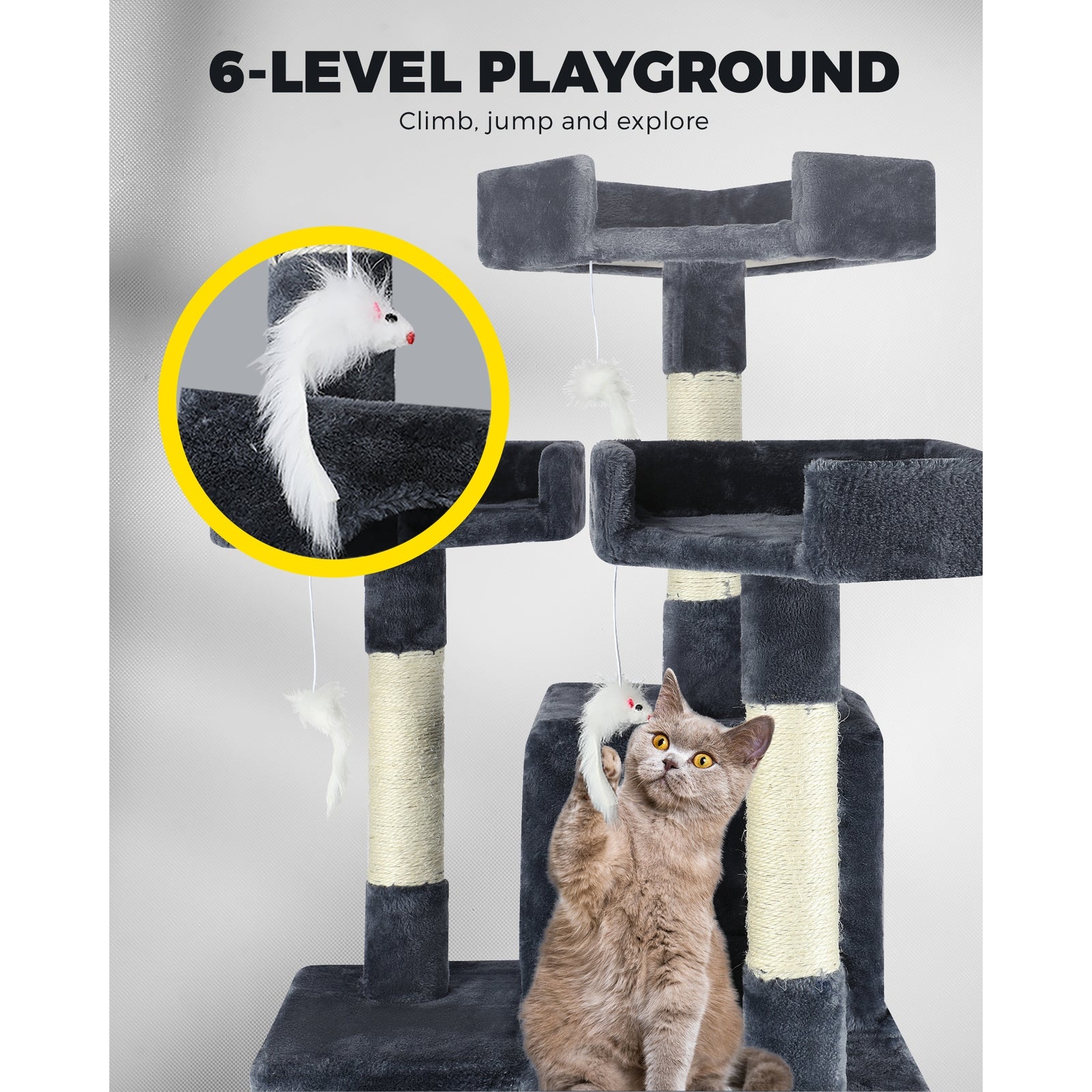 Cat Tree Scratching Post Scratcher Pole Tower Condo Home Furniture Bed Stand - Sunyee