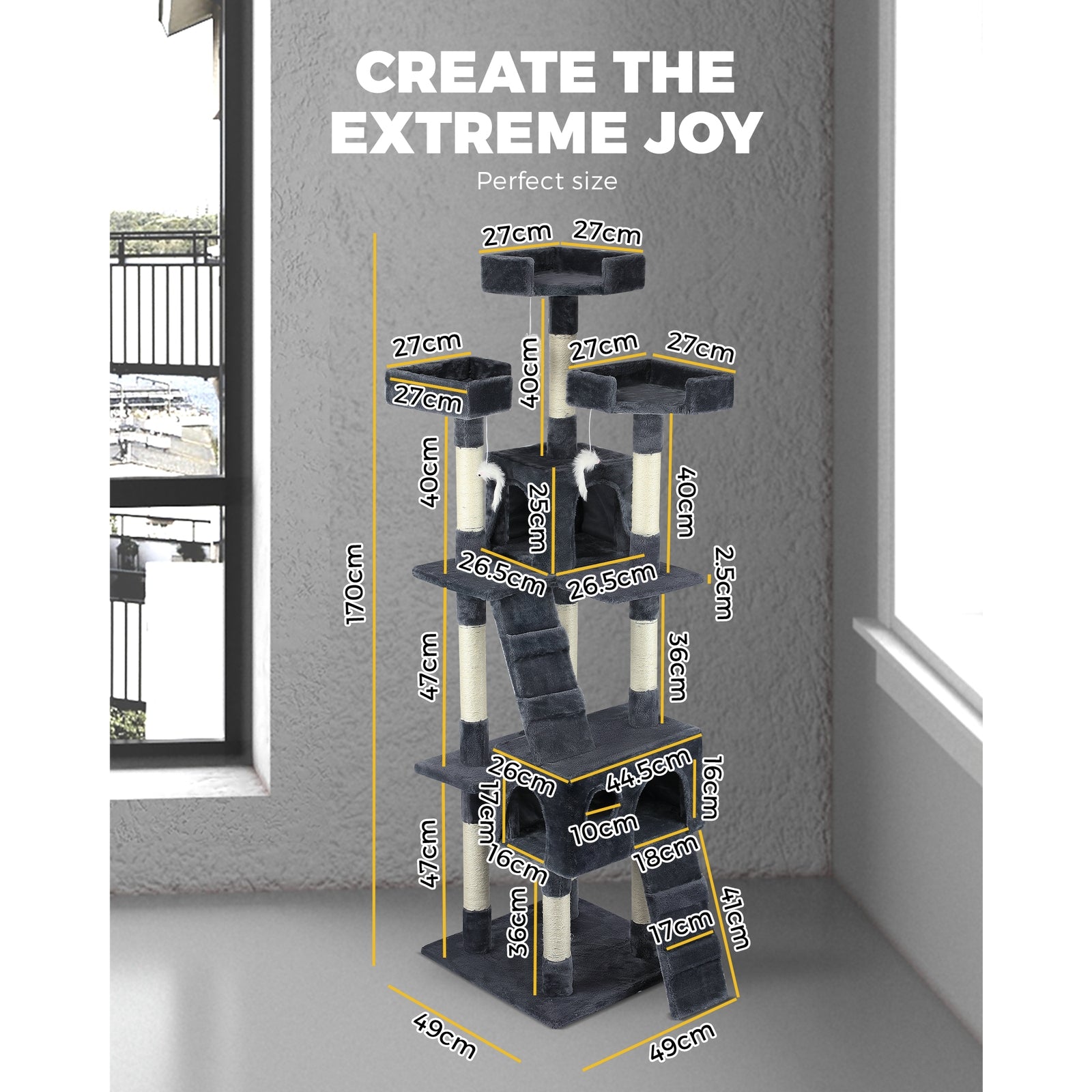 Cat Tree Scratching Post Scratcher Pole Tower Condo Home Furniture Bed Stand - Sunyee