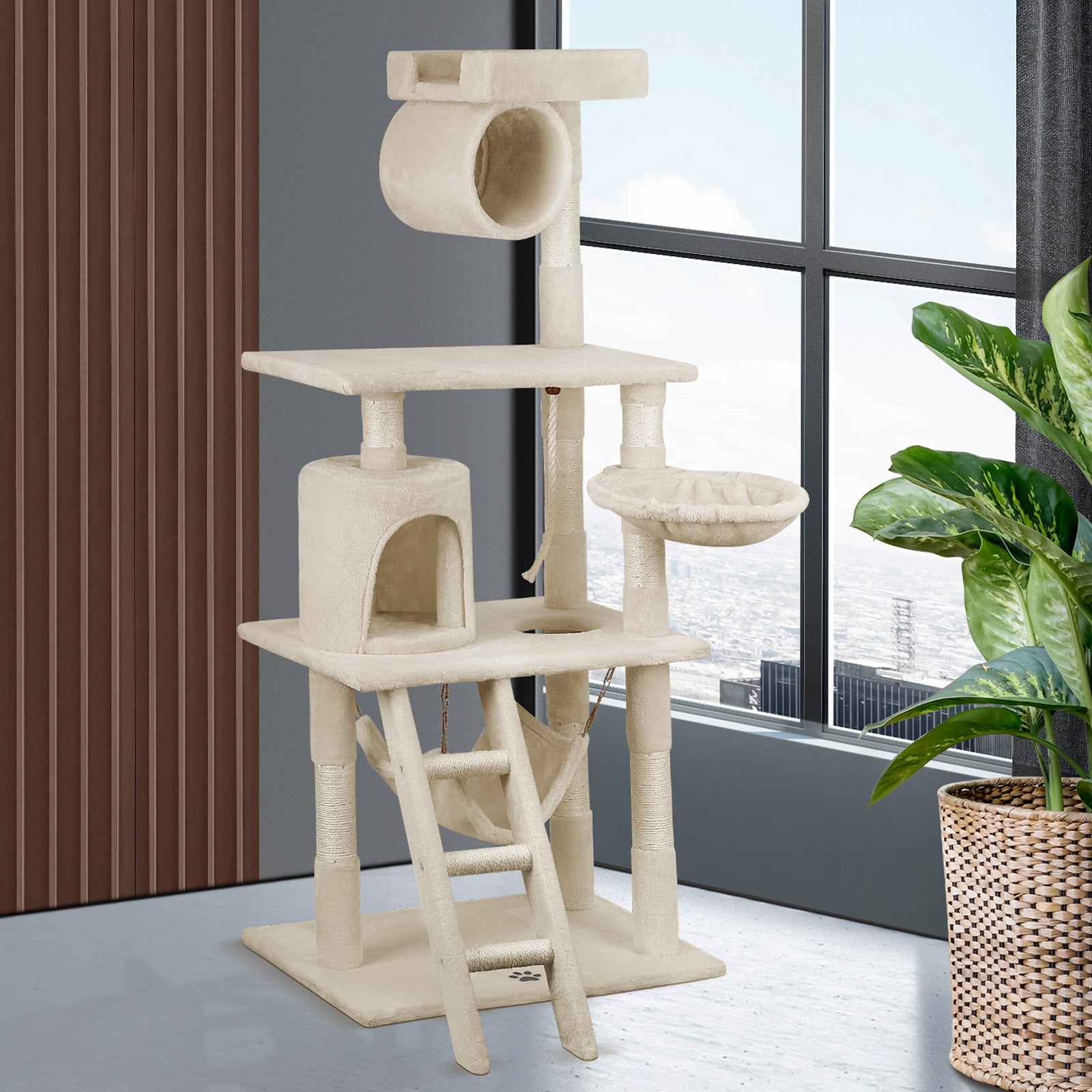 Cat Trees Scratching Post Scratcher Tower Condo House Furniture Kitty Bed 140cm - Sunyee