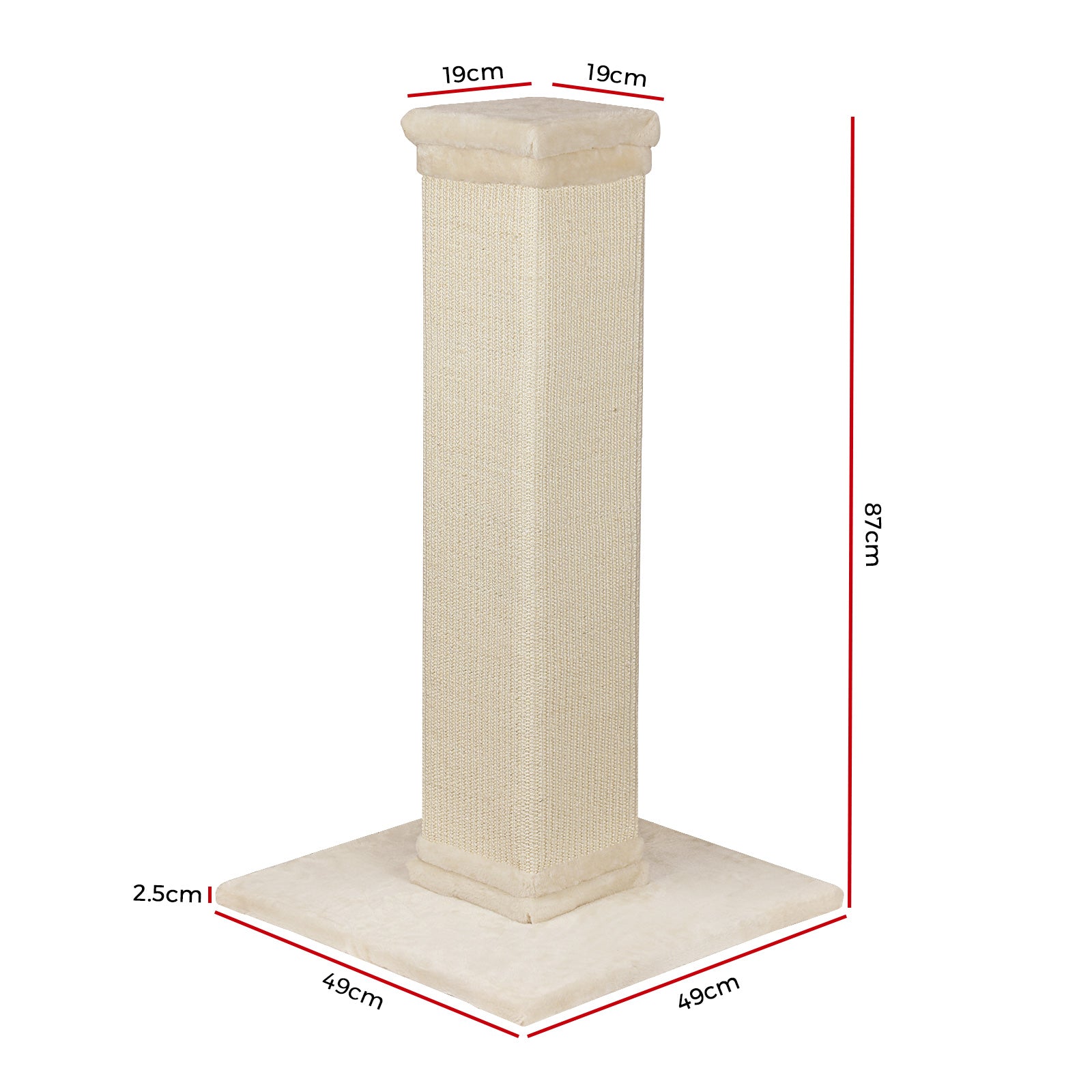 Cat Tree Scratching Post Pole Sisal Scratcher Tower Kitty Activity Stand 87cm - Sunyee