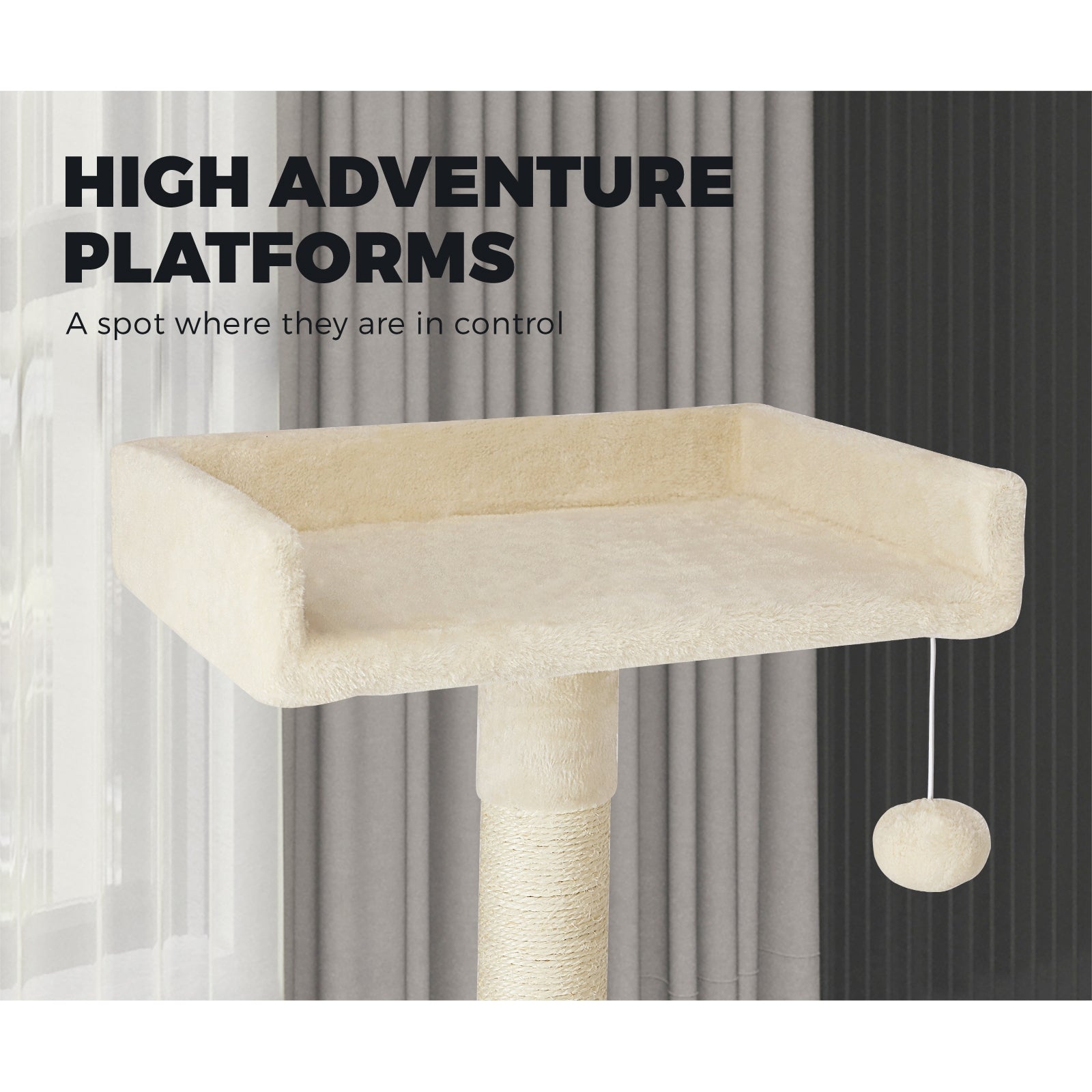 1.6M Cat Tree Scratching Post Scratcher Tower House Furniture Bed Stand Beige - Sunyee