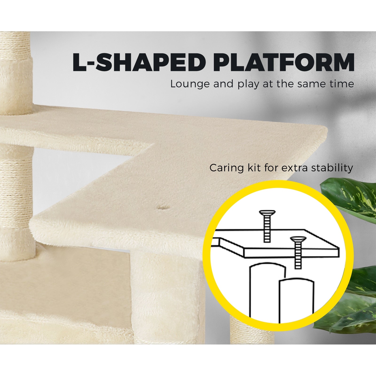 1.6M Cat Tree Scratching Post Scratcher Tower House Furniture Bed Stand Beige - Sunyee