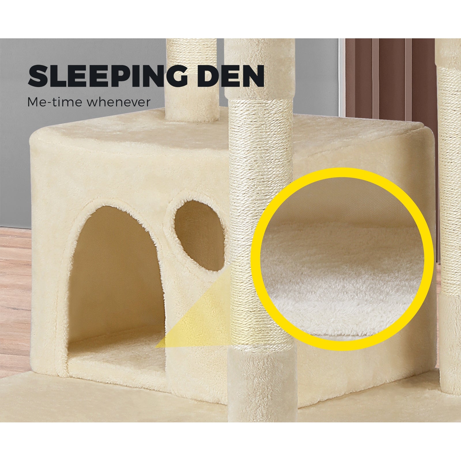 1.6M Cat Tree Scratching Post Scratcher Tower House Furniture Bed Stand Beige - Sunyee