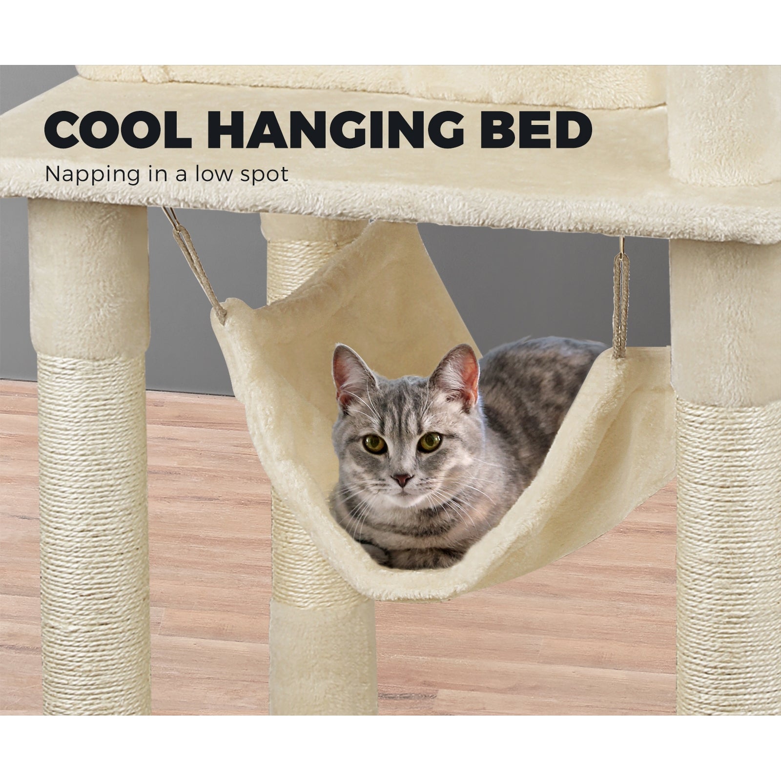 1.6M Cat Tree Scratching Post Scratcher Tower House Furniture Bed Stand Beige - Sunyee