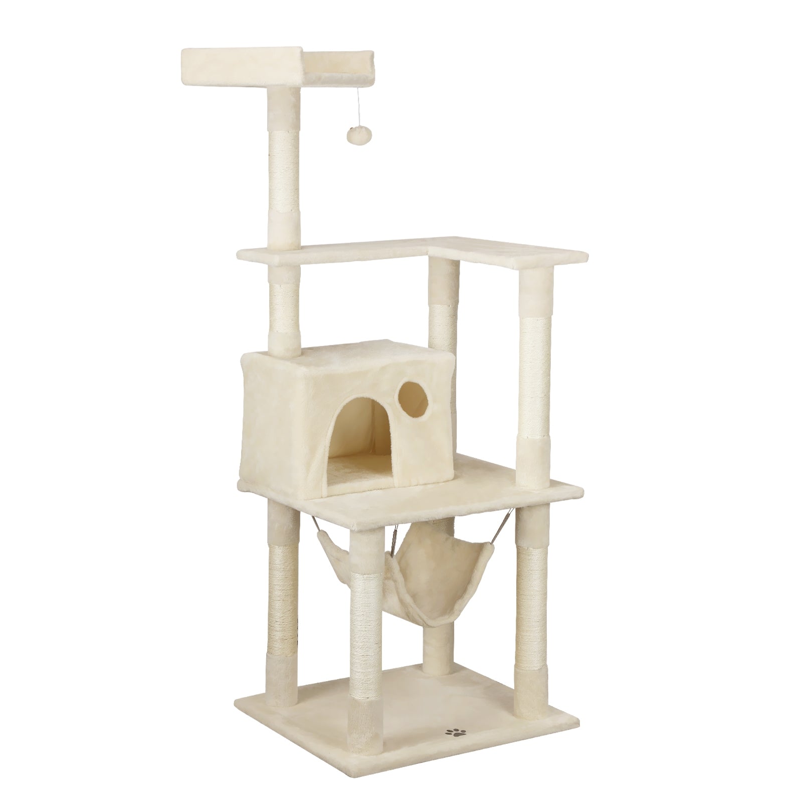 1.6M Cat Tree Scratching Post Scratcher Tower House Furniture Bed Stand Beige - Sunyee