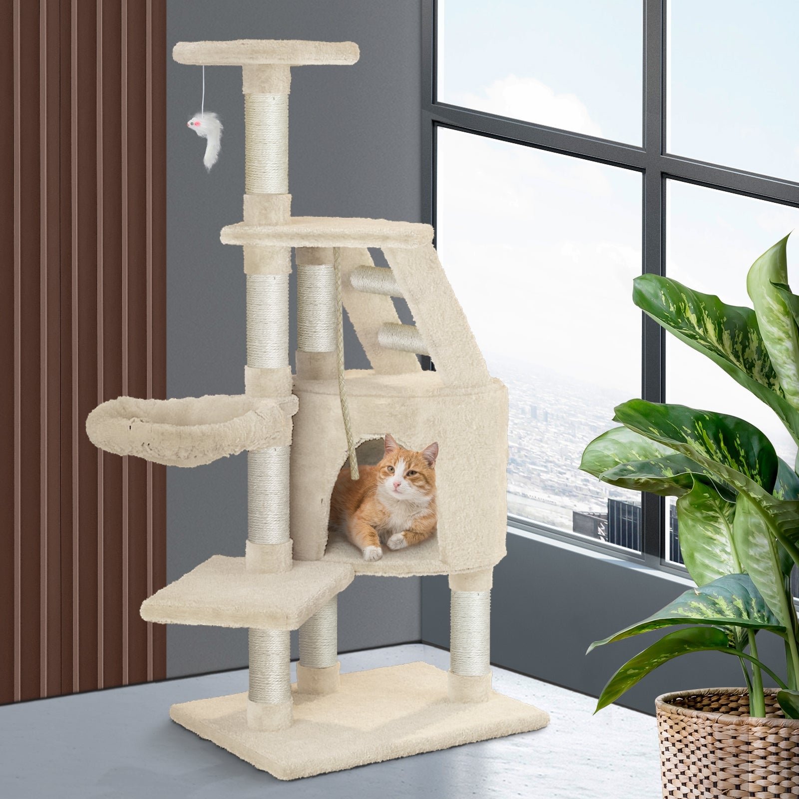 1.2M Cat Trees Scratching Post Scratcher Furniture Kitty Condo Tower House Trees - Sunyee