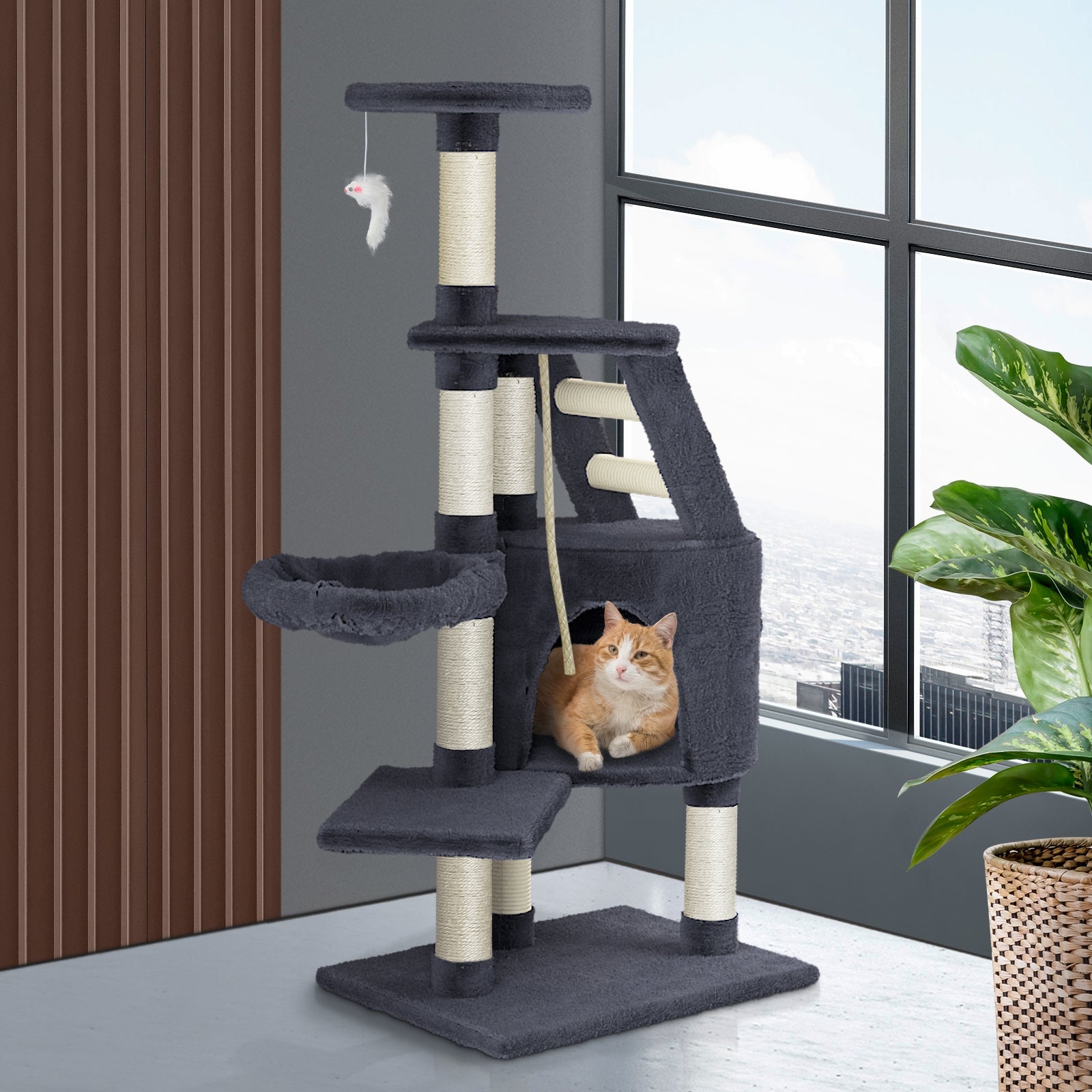120cm Cat Trees Scratching Post Scratcher Tower Condo House Climber Tree - Sunyee