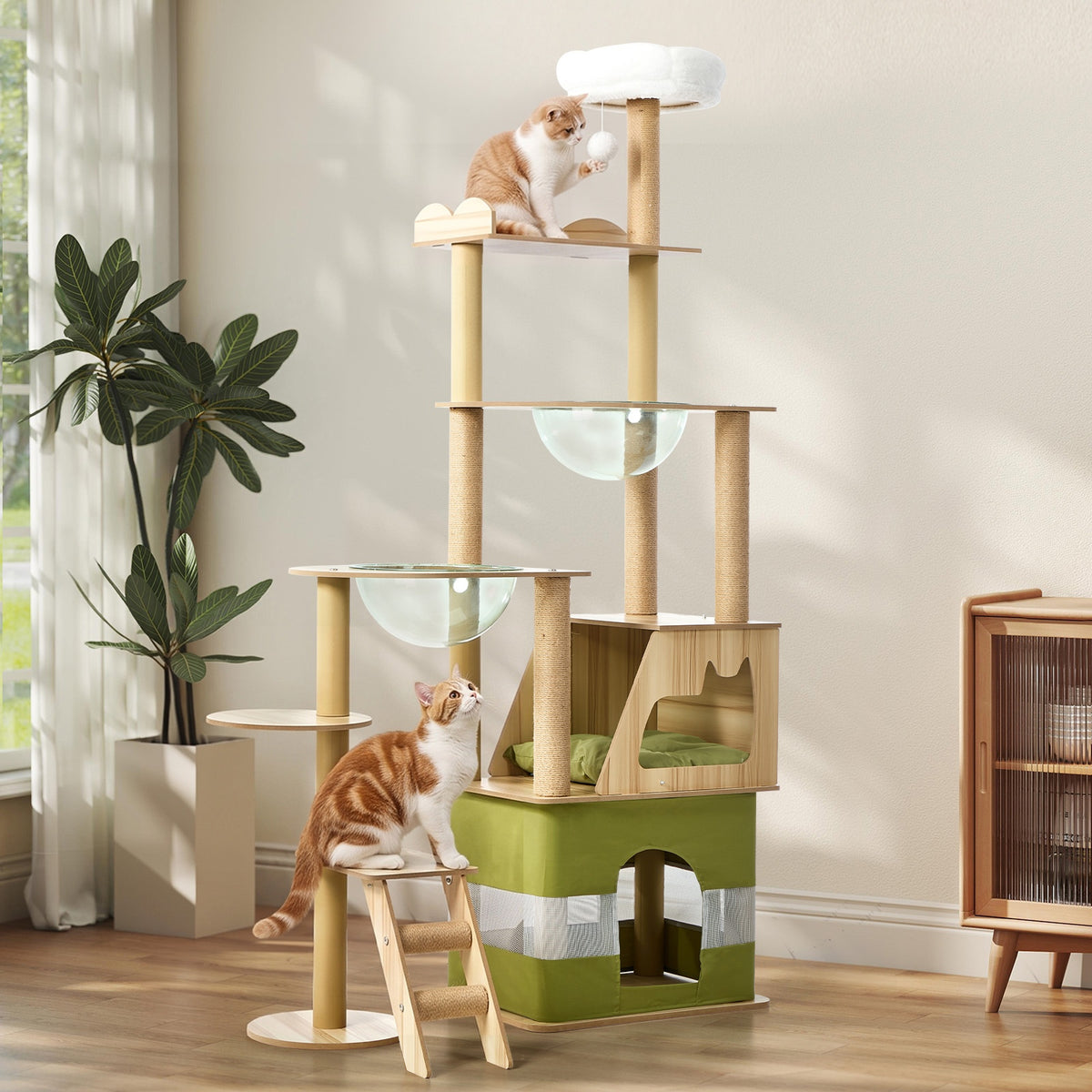 Alopet 183cm Cat Tree Tower Large Multi-Level Condo Capsule Bowl Scratching Post