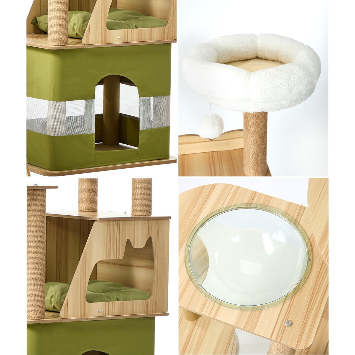 Alopet 183cm Cat Tree Tower Large Multi-Level Condo Capsule Bowl Scratching Post