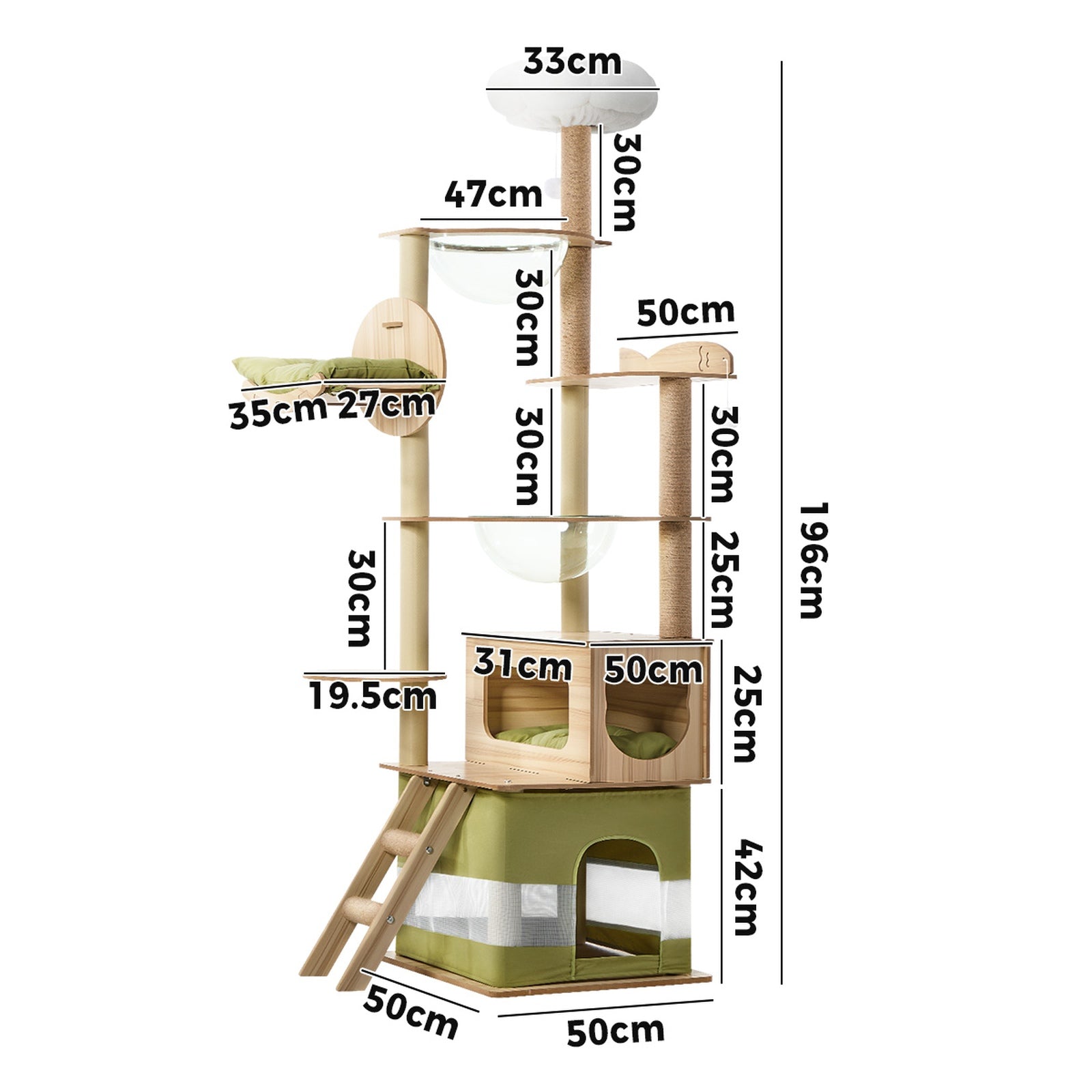 Alopet Cat Tree Tower Scratching Post Scratcher 196cm Condo House Bed Furniture - Sunyee