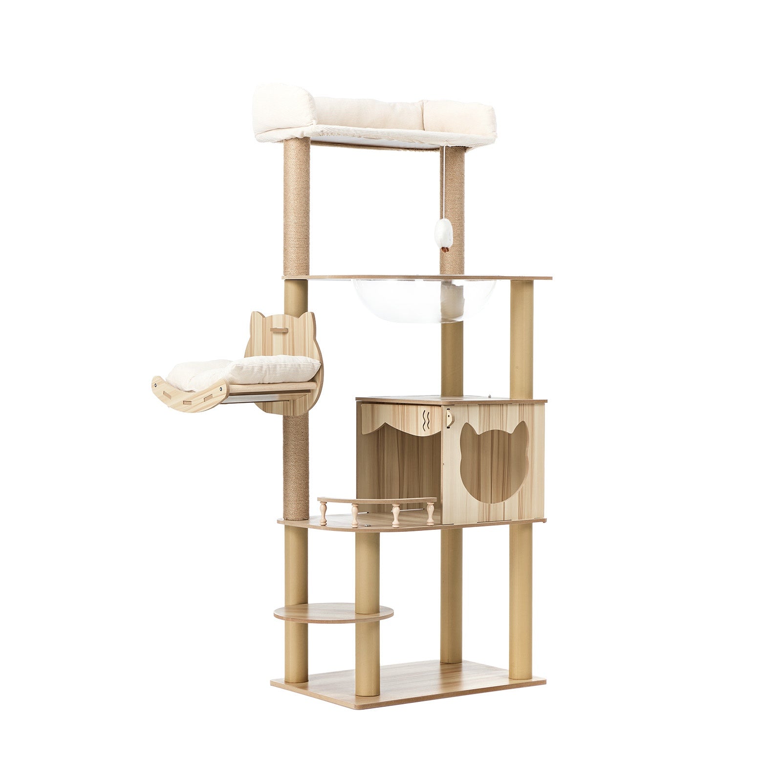 Alopet Cat Tree Tower Scratching Post Scratcher Cats Condo House Bed Wood 150cm - Sunyee
