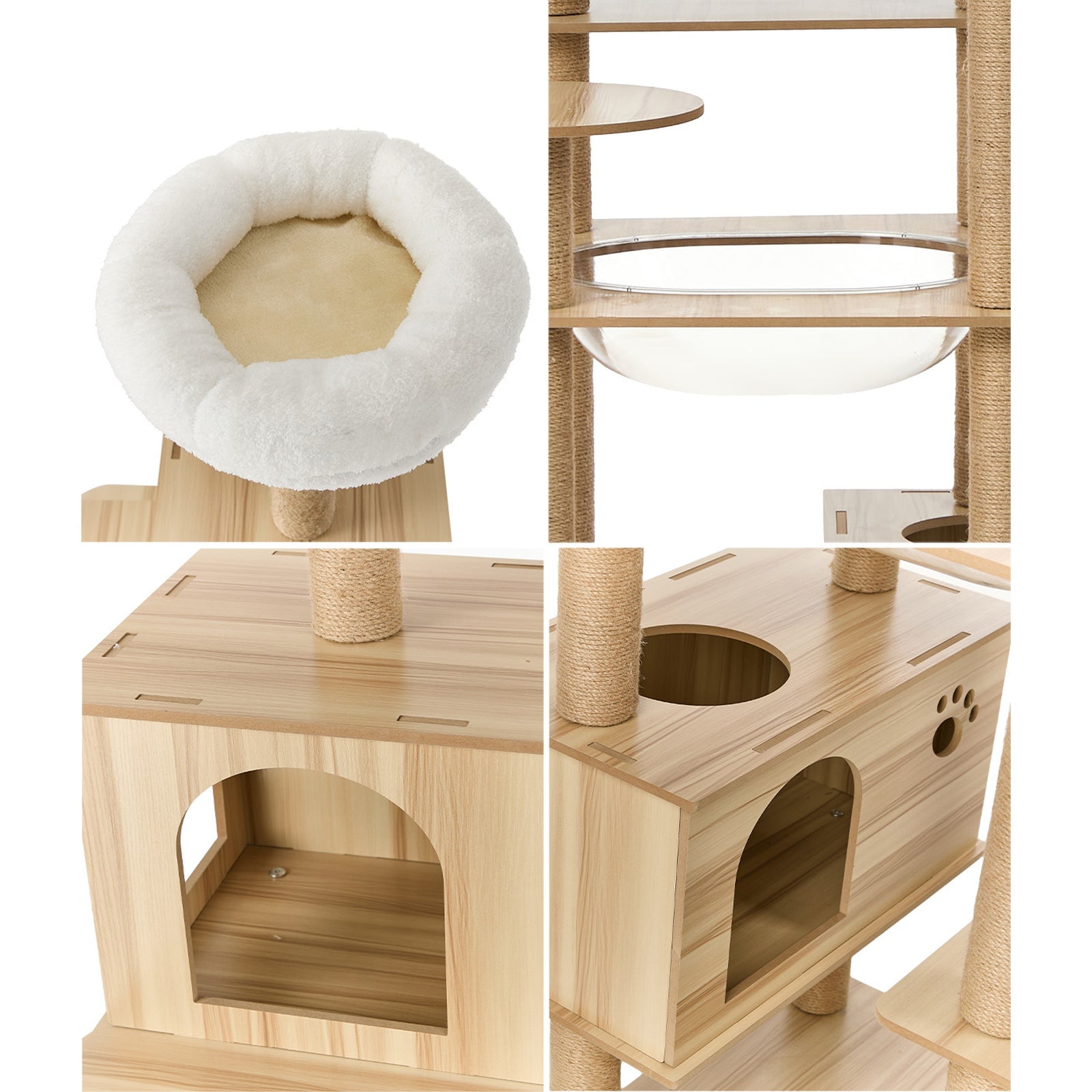 Alopet Cat Tree Tower Scratching Post Scratcher Cats Condo House Bed Wood 186cm - Sunyee