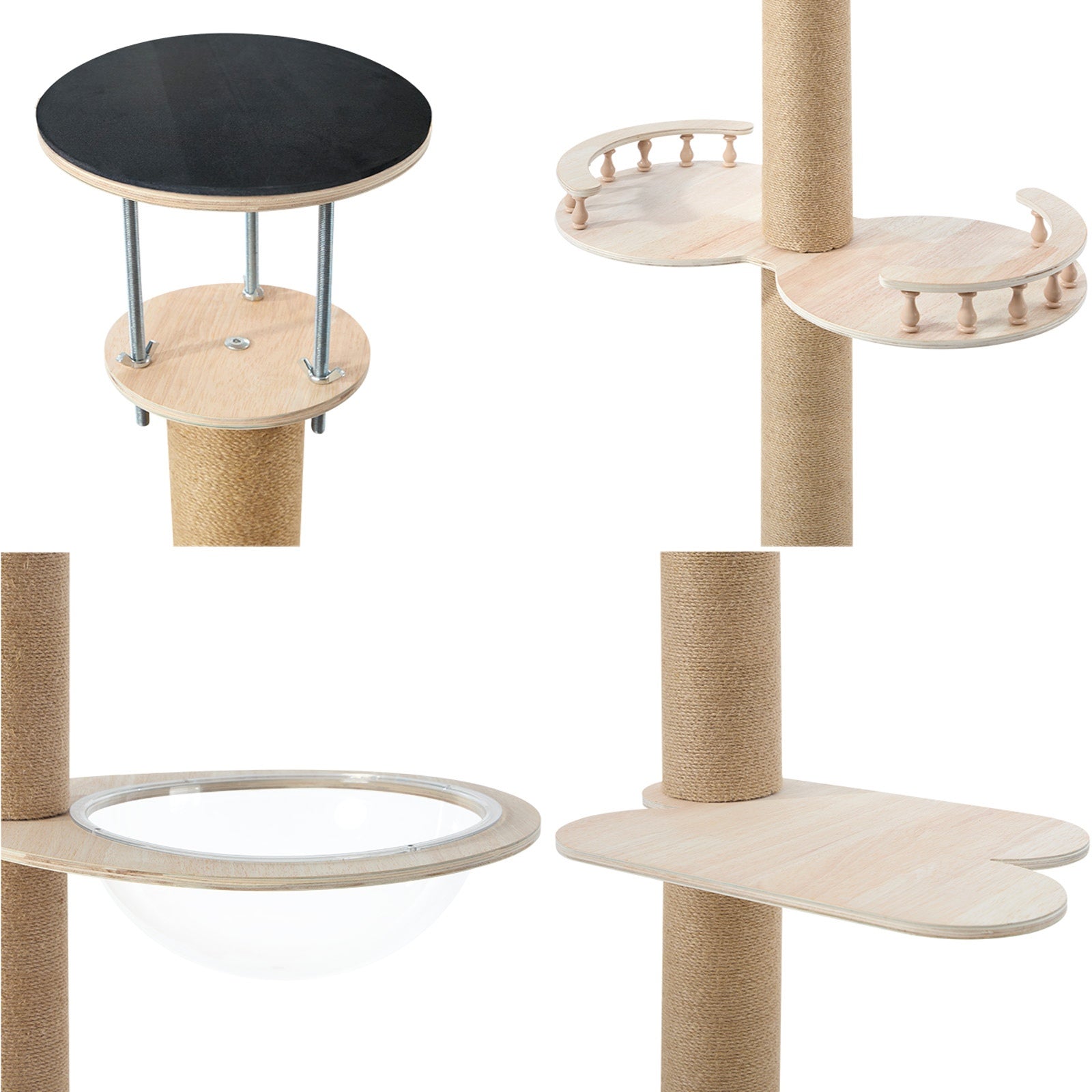 Alopet Cat Tree Wood Tower Scratching 300cm Post Scratcher Floor to Ceiling - Sunyee