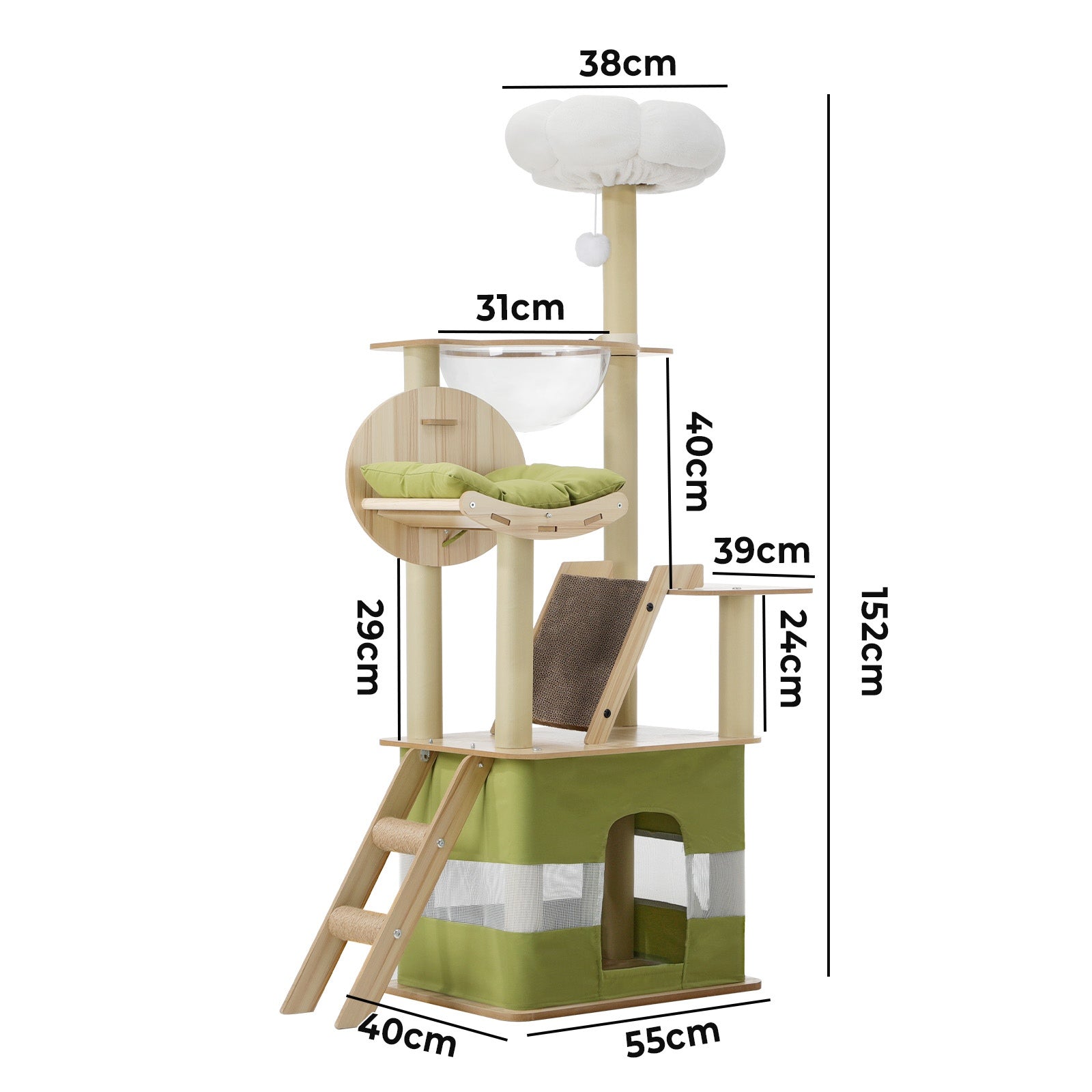 Alopet Cat Tree Tower Scratching Post Scratcher 152cm Condo House Bed Furniture - Sunyee