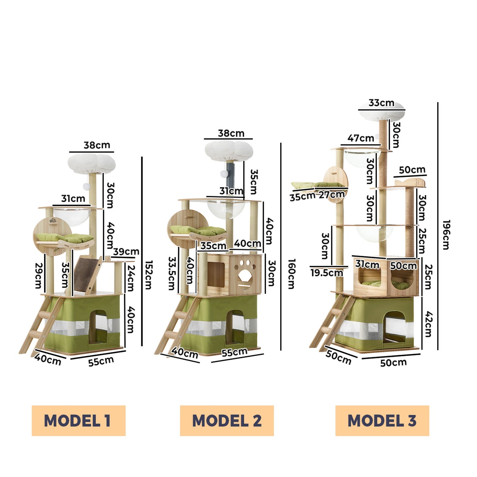 Alopet Cat Tree Tower Scratching Post Scratcher 152cm 160cm 196cm - Sunyee