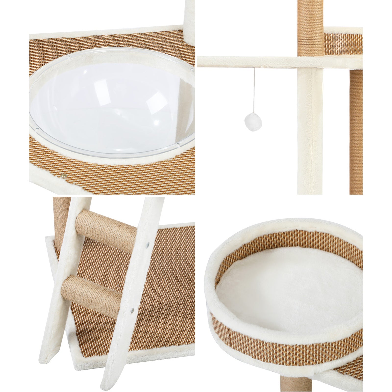 Alopet Cat Tree Tower Rattan Scratching Post Scratcher Cats Condo House 153cm - Sunyee